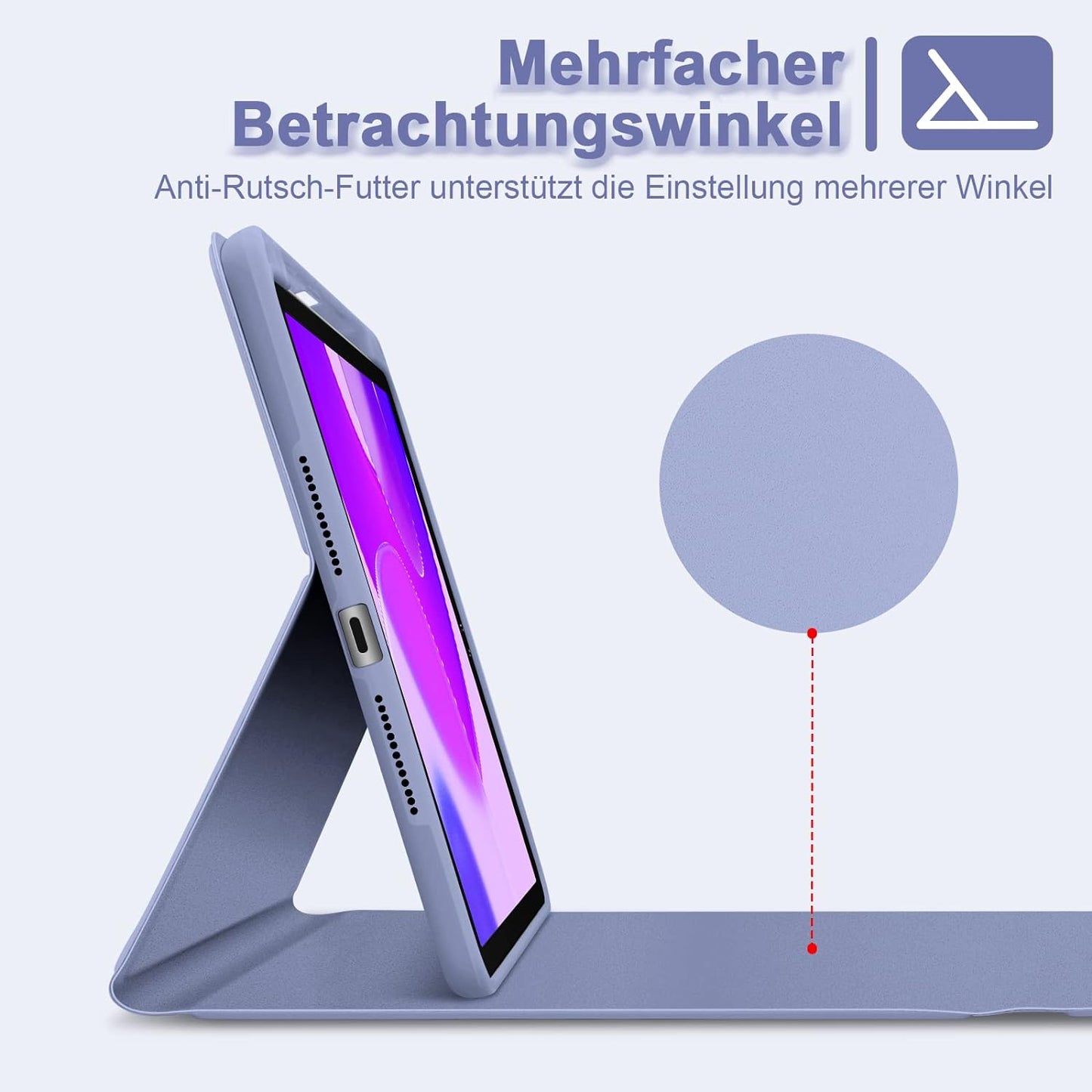 Custodia per Tastiera per Ipad 9.Gen 2021/8.Gen 2020/7.Gen 2019, Layout QWERTZ Magnetico Tastiera Retroilluminata, Custodia Con Portapenne per Ipad Da 10.2 Pollici, Viola