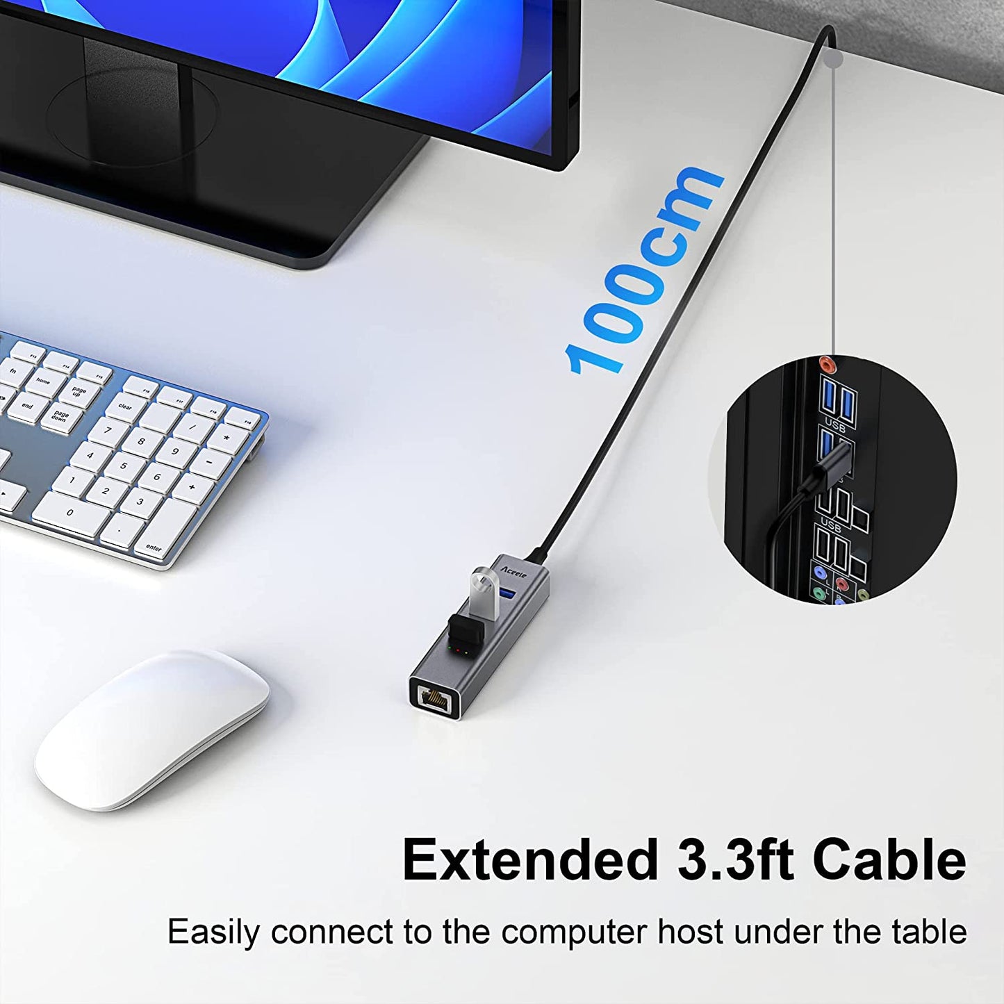 Adattatore Ethernet USB 3.0/USB C, Adattatore Thunderbolt 3 a Gigabit 4 USB 3.0 Compatibile Con Macbook Air/Pro, Ipad Pro/Air, Surface Pro 8, Galaxytab S8/S7, Galaxy S22/S21 E Computer USB-A