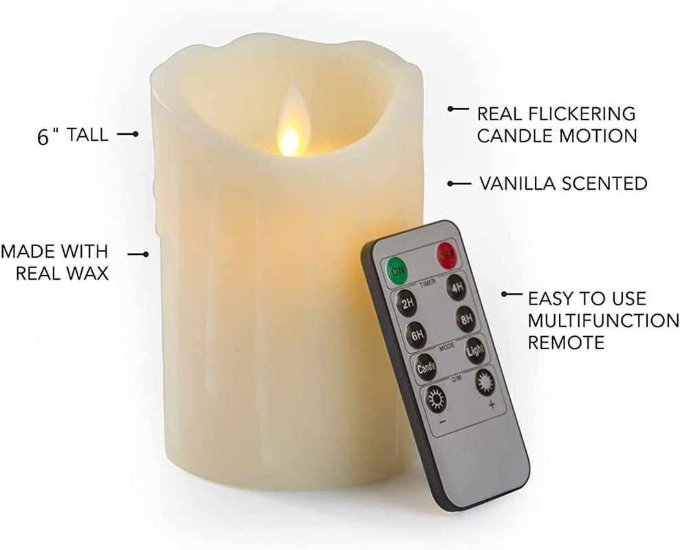 5.9In LED Wickless Candle Wave Tear Shaped Ricaricabile E Ambientale Flickering Candle Con Telecomando