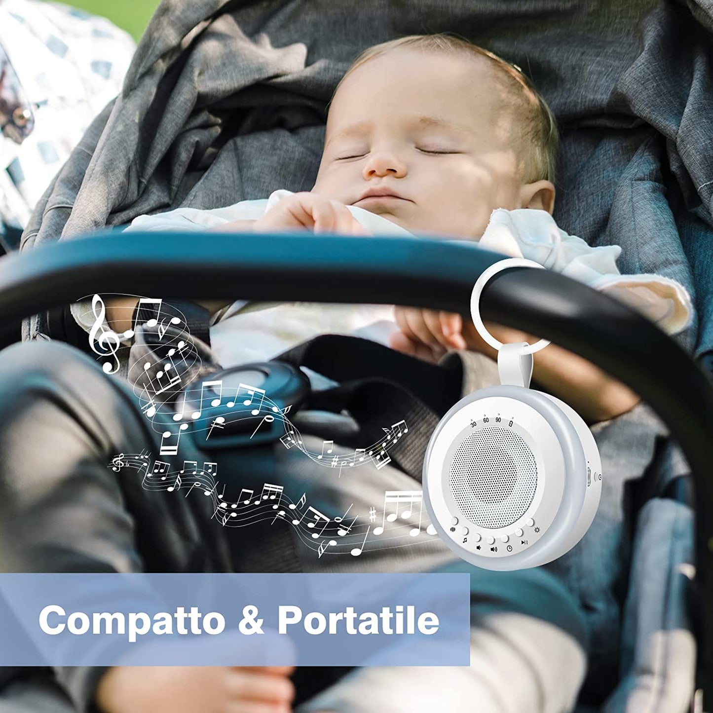 Macchina Rumore Bianco Neonato Portatile: 2 in 1 White Noise Machine Succhietto E Luce Notturna | 20 Suoni Di Ninne Nanne Rilassanti E Suoni Naturali E 3 Impostazioni Del Timer