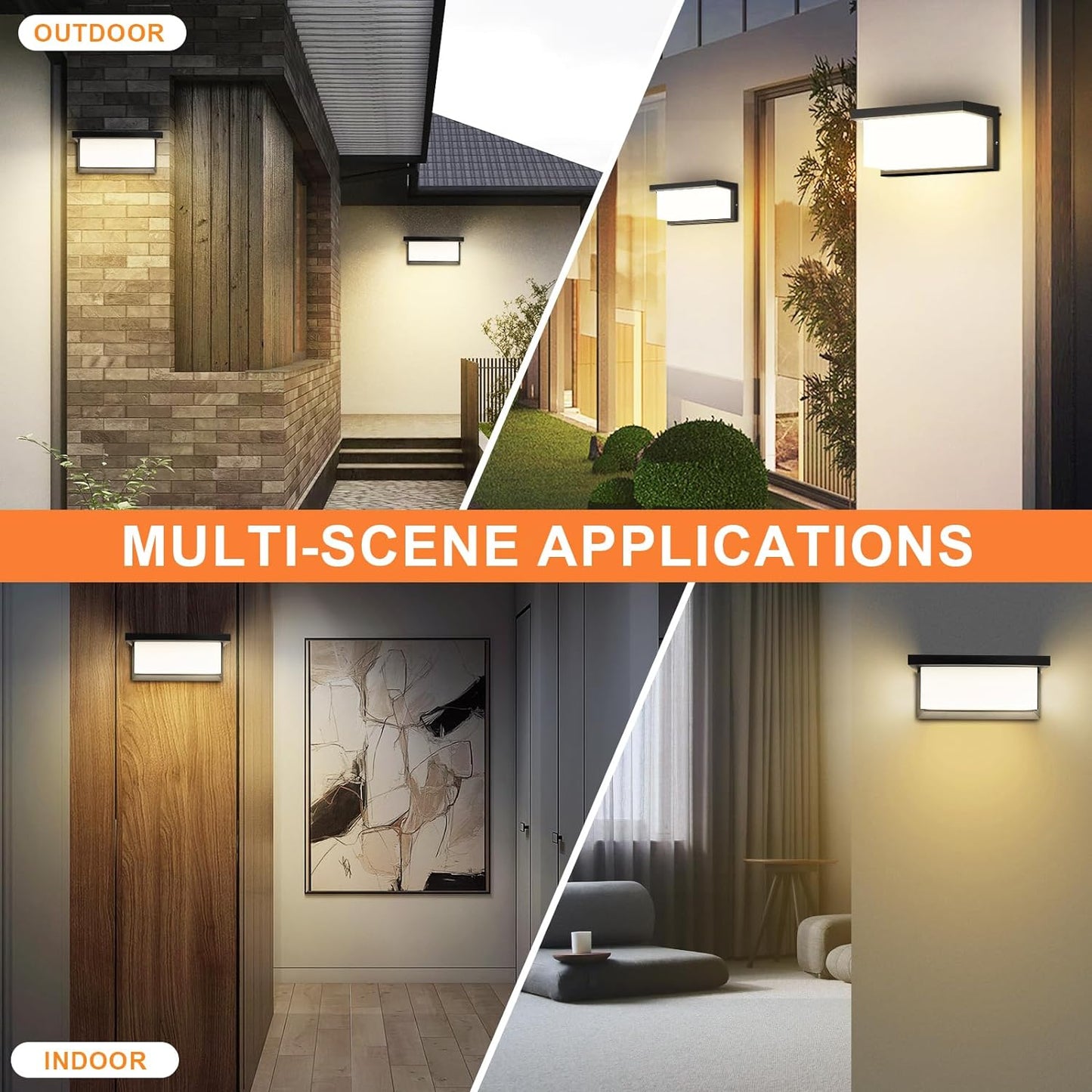 Applique Da Esterno, 24W Applique Da Parete Con Sensore Di Movimento, Lampada Da Parete Bianco Caldo 3000K, IP65 Impermeabile Applique Led per Balcone, Cancello, Giardino, Ingresso (1 Pezzi)