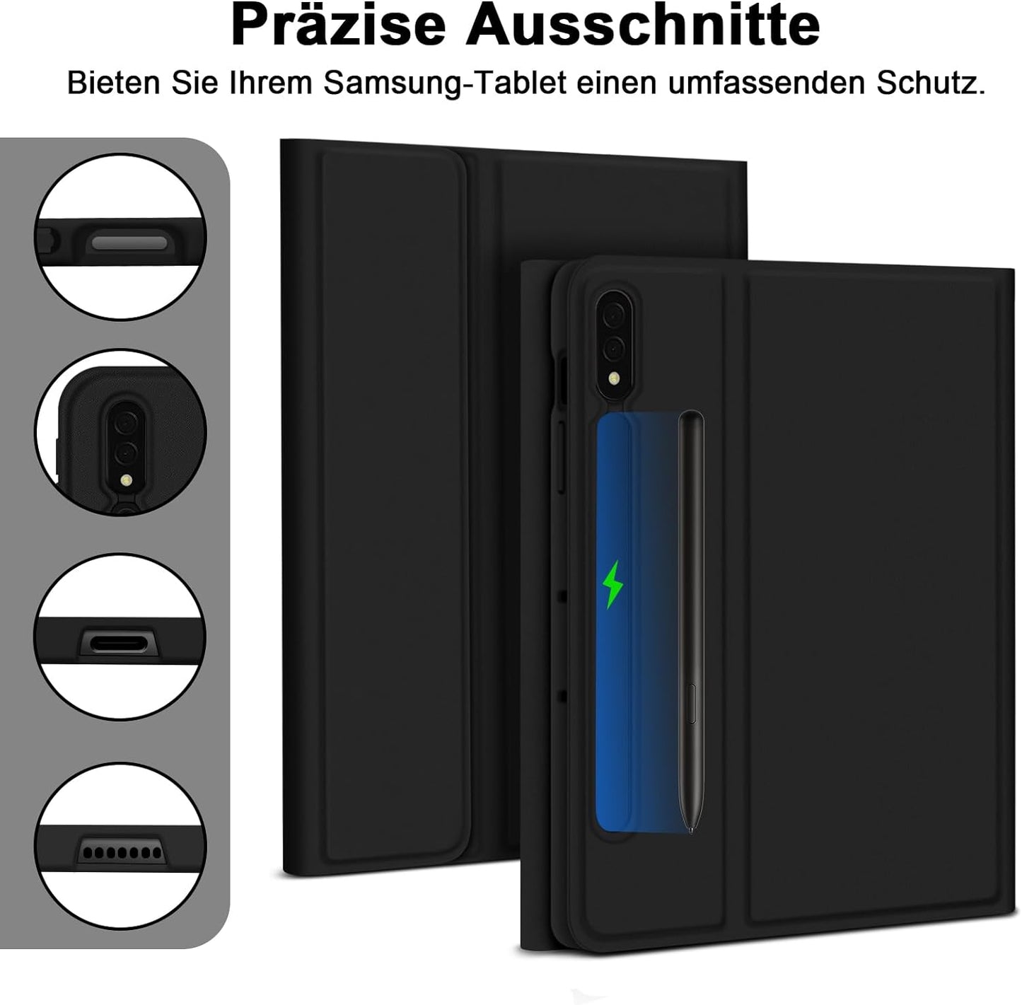 Tastiera Retroilluminata per Samsung Galaxy Tab S9+/S9 plus 12,4" 2023, QWERTZ Tastiera Retroilluminata Rimovibile Con Custodia per Galaxy Tab S9+ 12,4" 2023 (SM-X810/X816/X818), Nero