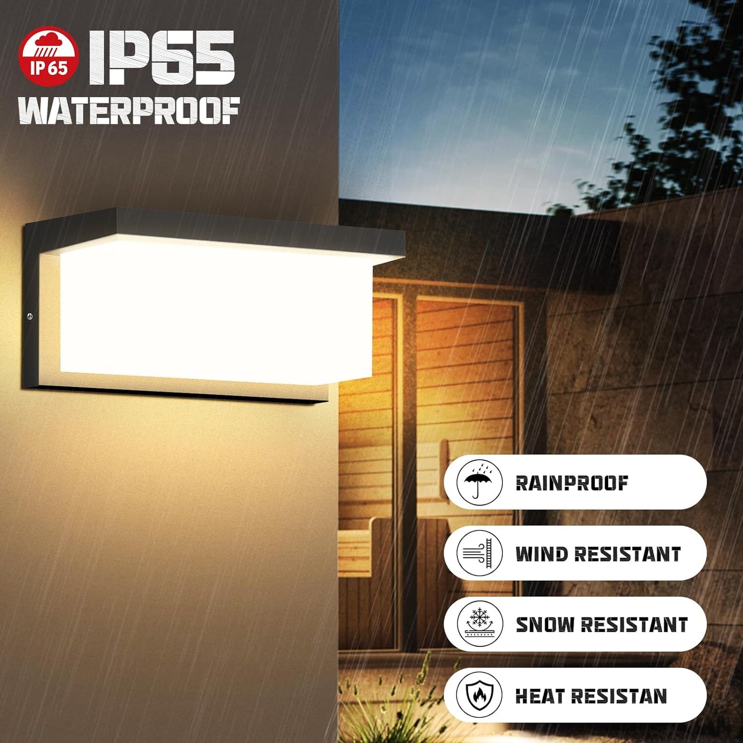 Applique Da Esterno, 24W Applique Da Parete Con Sensore Di Movimento, Lampada Da Parete Bianco Caldo 3000K, IP65 Impermeabile Applique Led per Balcone, Cancello, Giardino, Ingresso (1 Pezzi)