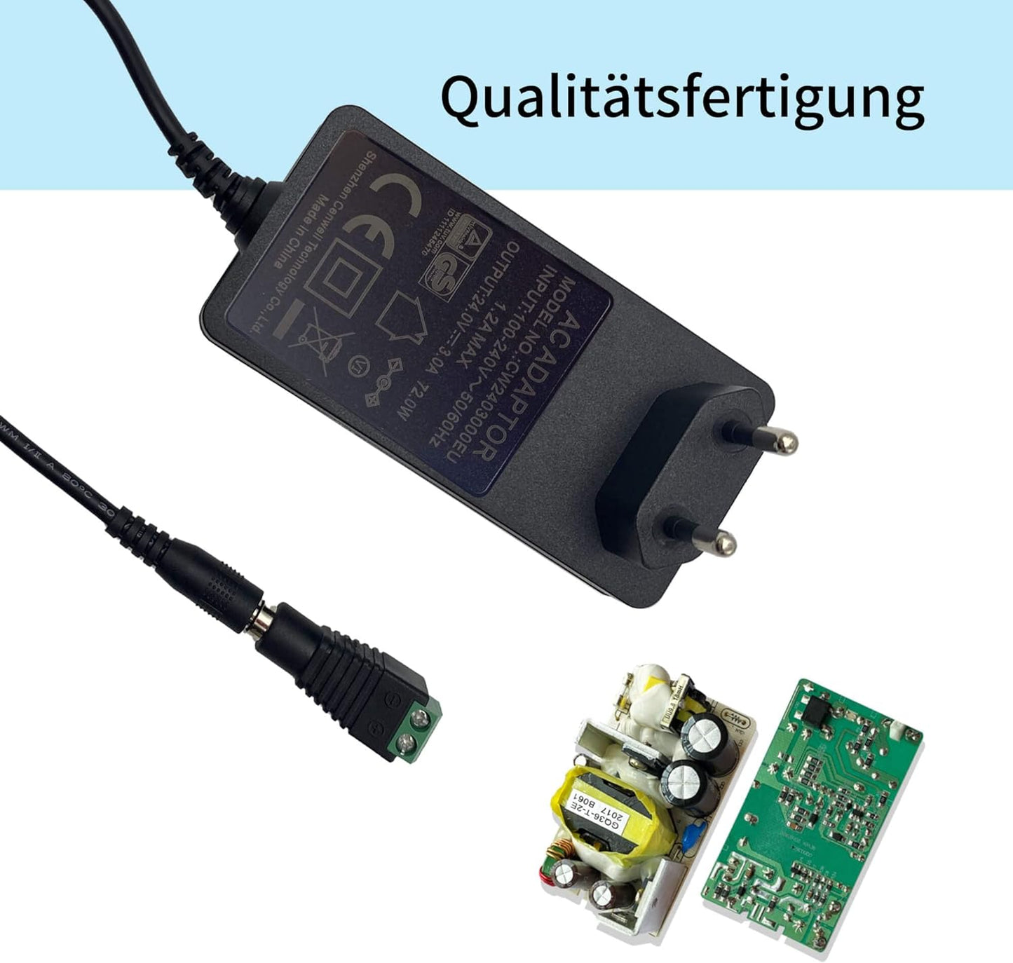 Adattatore Di Alimentazione Da 24V, 3A, DC24 Volt, 3000 Ma, 72W, Convertitore Da AC a DC, Trasformatore Da 100 a 240V, Spina UE per Strisce LED Da 24V, Driver LED