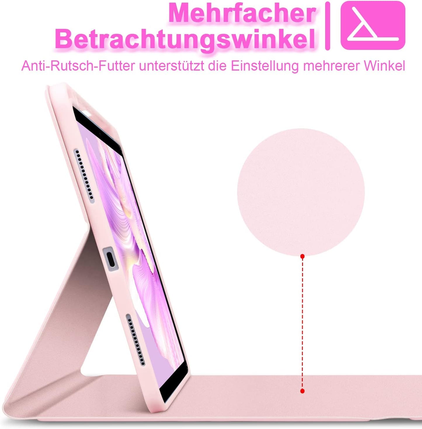 Custodia per Tastiera Ipad Air 4/5A Generazione, Layout QWERTZ, Magnetica, Tastiera Retroilluminata, Con Portapenne, per Ipad Air 4.Gen 2020/Air 5.Gen 2022 10.9 Pollici, Rosa