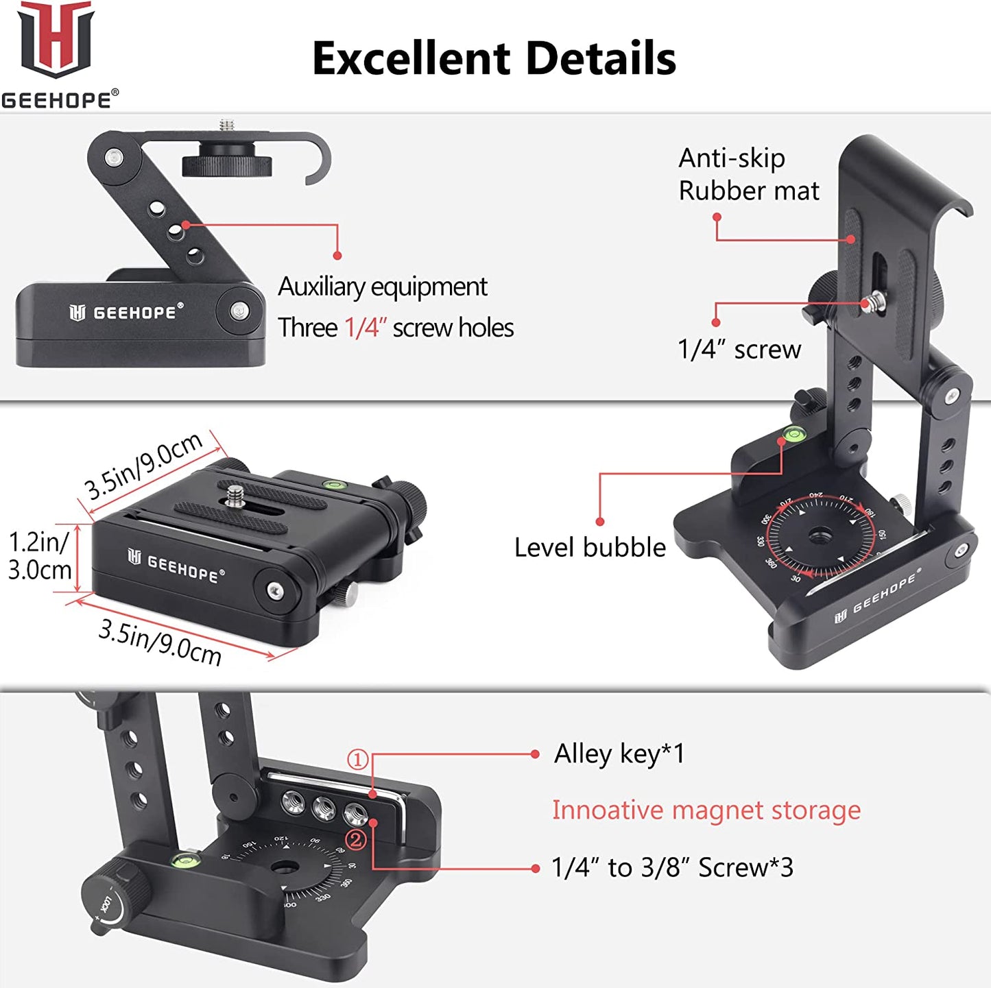 FZ-9 Testa Del Treppiede Con Inclinazione Z Flex Aggiornata Testa Pieghevole Panoramica Flessibile in Lega Di Alluminio CNC per Canon Nikon Sony DSLR Camera Camcorder Smartphone Slider Rail