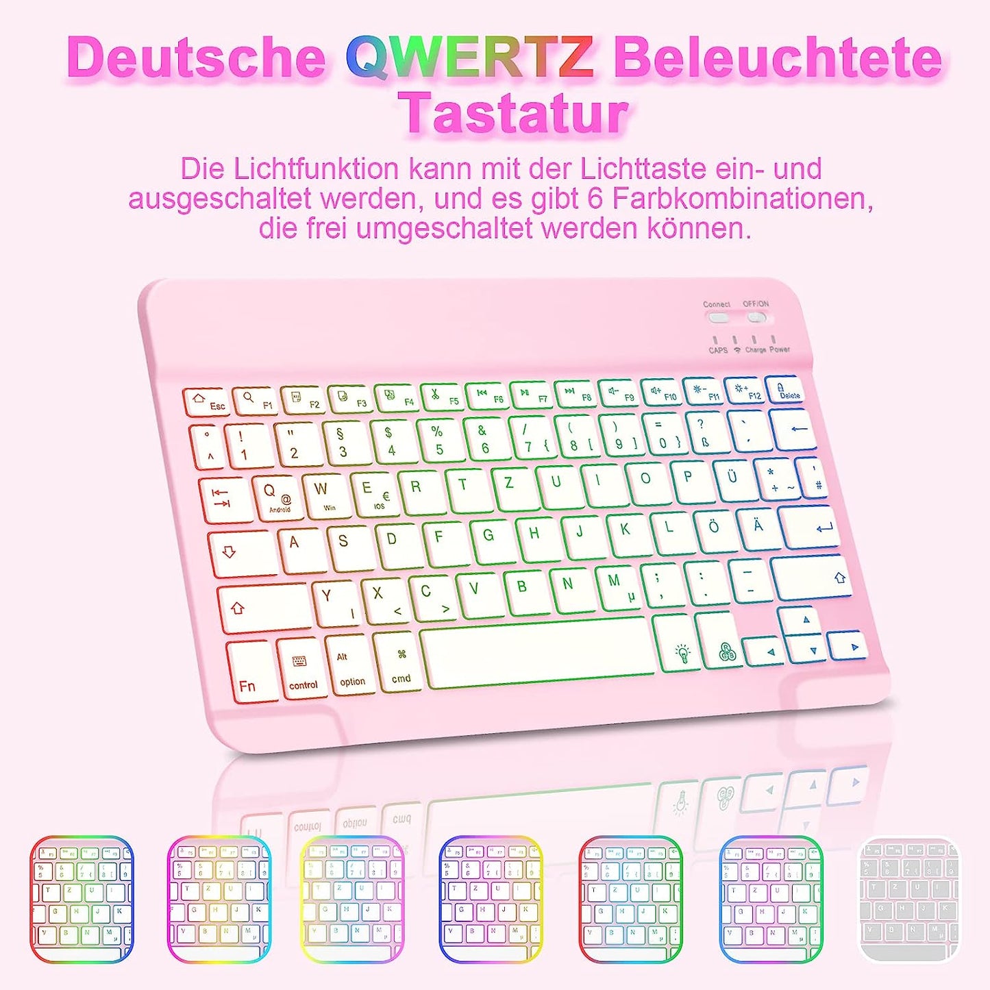 Custodia per Tastiera Ipad Air 4/5A Generazione, Layout QWERTZ, Magnetica, Tastiera Retroilluminata, Con Portapenne, per Ipad Air 4.Gen 2020/Air 5.Gen 2022 10.9 Pollici, Rosa