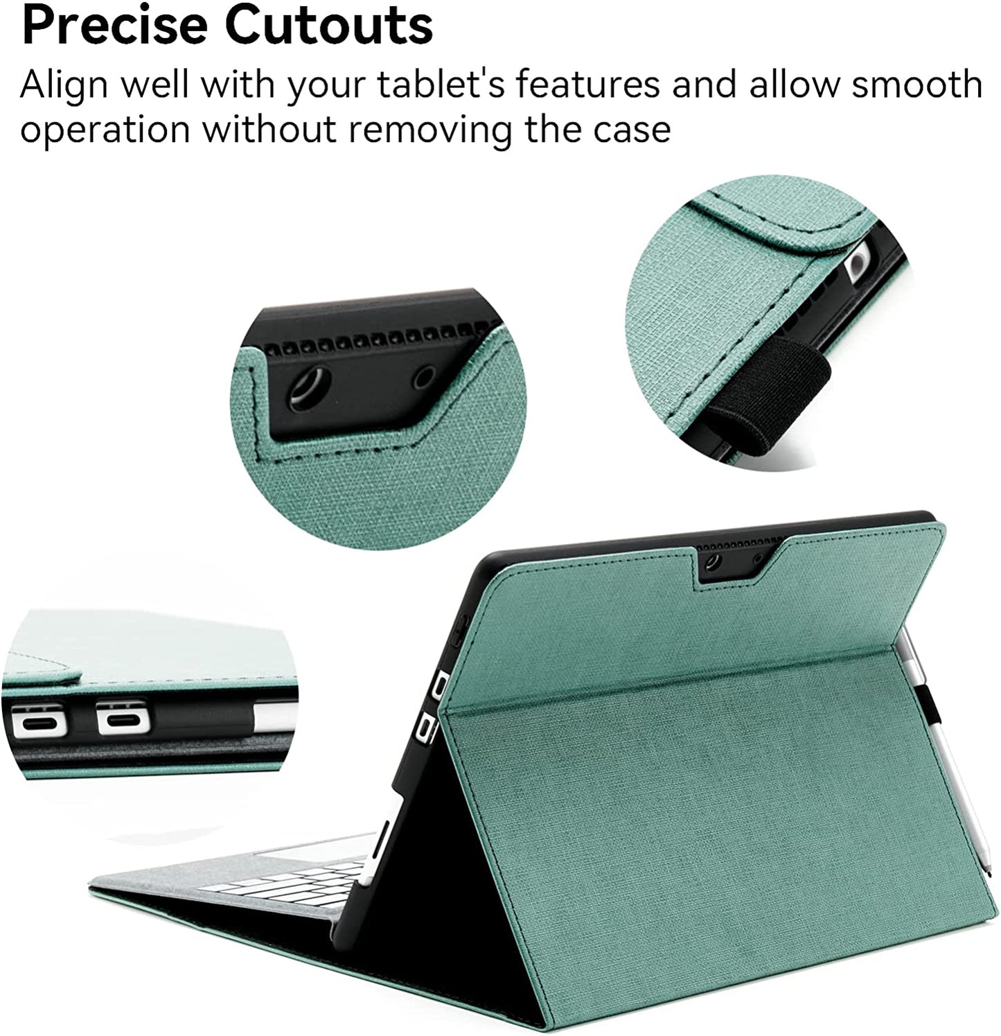 Custudia Für Surface Pro 8 Tablet, Business-Hülle Mit Stifthalter, Einstellbarer Multi-Betrachtungswinkel, Kompatibel Mit Der Type Cover-Tastatur