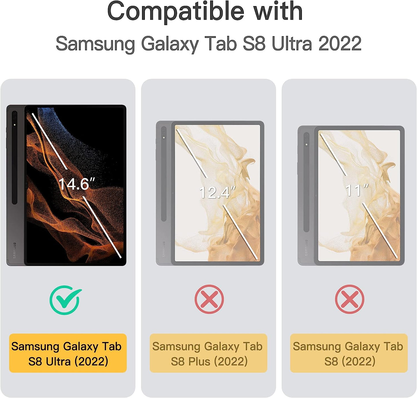Custodia per Samsung Galaxy Tab S8 Ultra 14,6 Pollici 2022 Con S Pen Holder, Sottile Folio Stand Protettiva Tablet Cover, Multi-Angolo Visualizzazione (Nero)