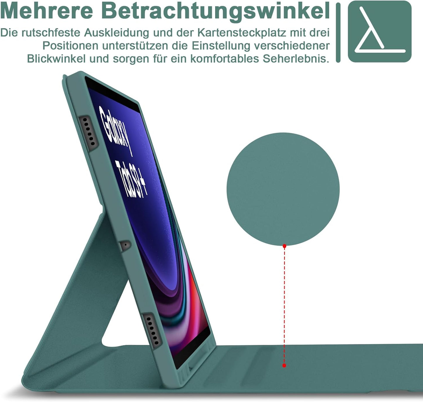 Tastiera Retroilluminata per Samsung Galaxy Tab S9+/S9 plus 12,4" 2023, Tastiera Retroilluminata Rimovibile Con Custodia per Galaxy Tab S9+ 12,4 Pollici 2023 (SM-X810/X816/X818), Verde Scuro