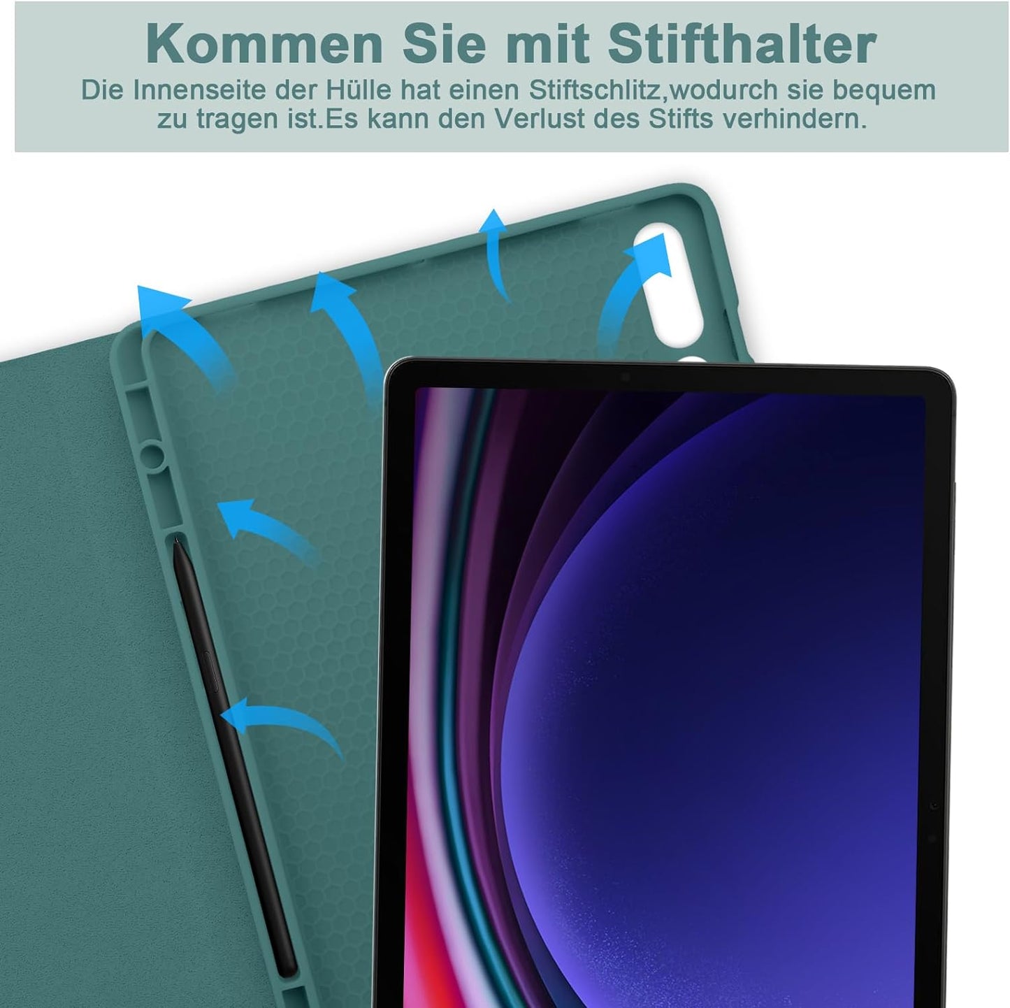 Tastiera Retroilluminata per Samsung Galaxy Tab S9+/S9 plus 12,4" 2023, Tastiera Retroilluminata Rimovibile Con Custodia per Galaxy Tab S9+ 12,4 Pollici 2023 (SM-X810/X816/X818), Verde Scuro