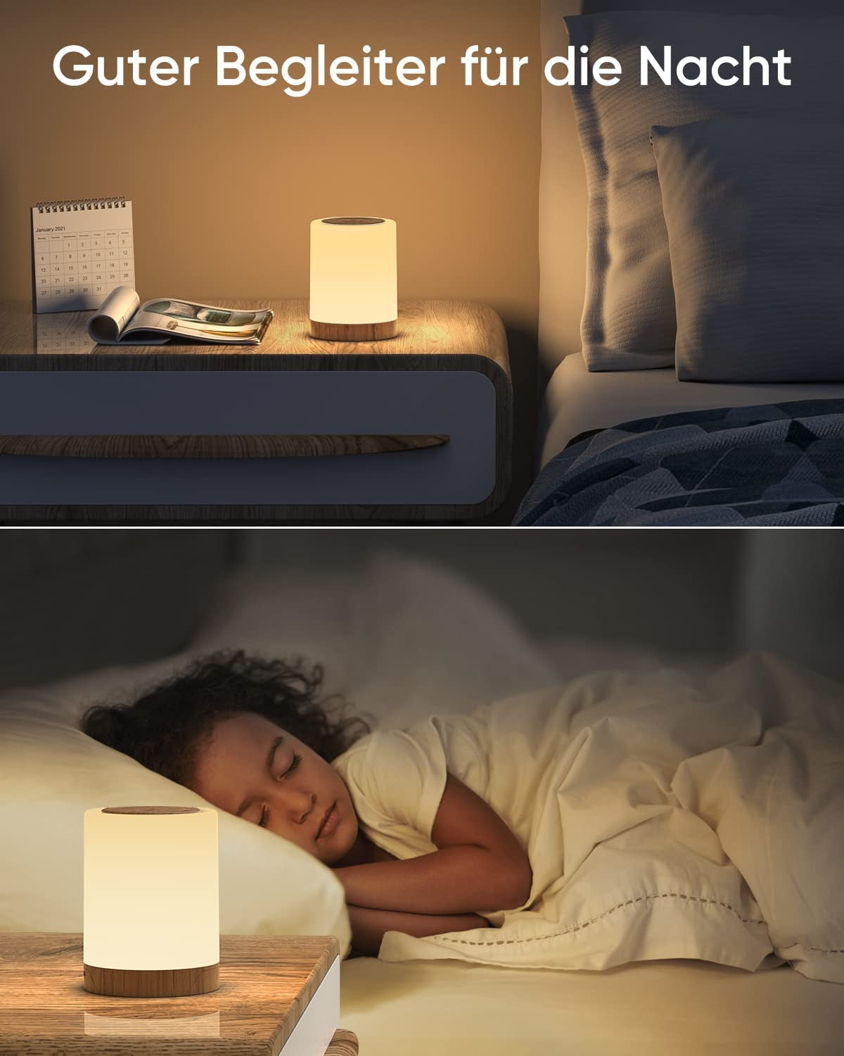 Lampada Da Comodino Senza Fili, Touch Luce Notturna Bambini Led, Batteria Lampada Led Ricaricabile Con 10 RGB Colori 4 Modi D’Illuminazion per Tavolo Camera Scrivania