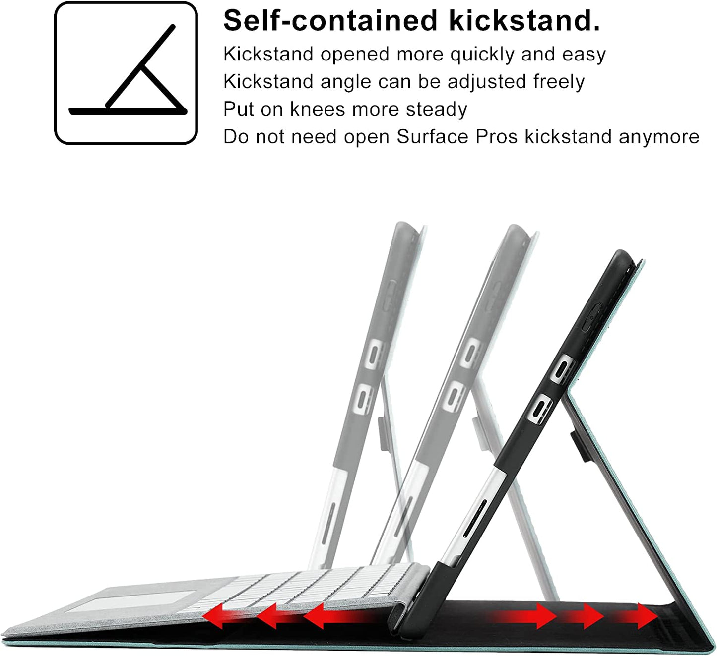Custudia Für Surface Pro 8 Tablet, Business-Hülle Mit Stifthalter, Einstellbarer Multi-Betrachtungswinkel, Kompatibel Mit Der Type Cover-Tastatur