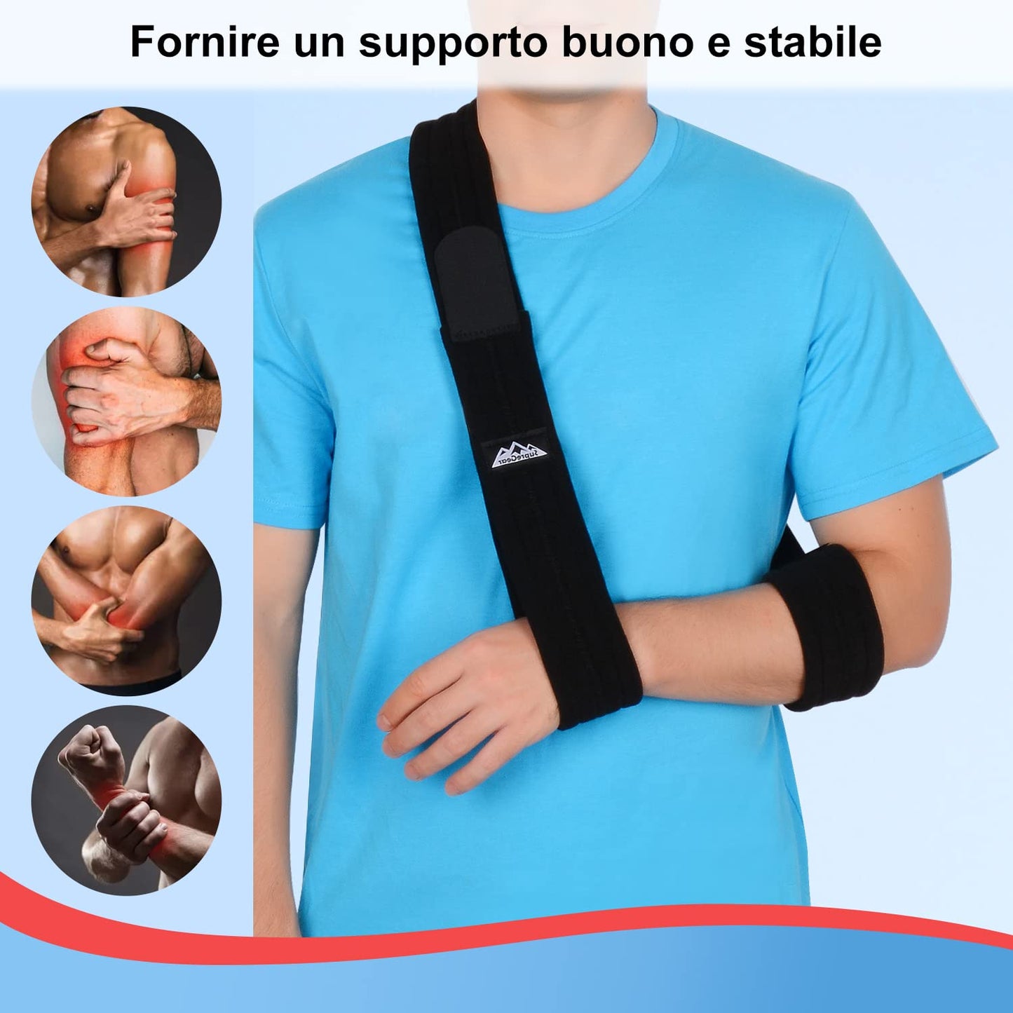 Fascia Di Supporto per Braccio, Supporti Reggibraccio Immobilizzatore per Braccio a Tracolla Regolabile Leggero Comodo Traspirante Medica Da Spalla per Feriti Arm/Hand/Gomito - Nero