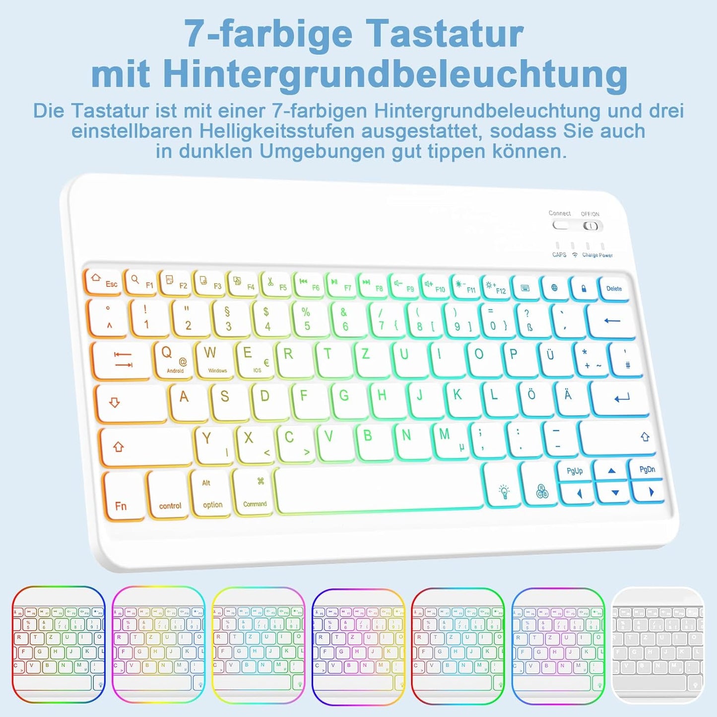 Tastiera Retroilluminata per Samsung Galaxy Tab S9+/S9 plus 12,4" 2023, QWERTZ Tastiera Retroilluminata Rimovibile Con Custodia per Galaxy Tab S9+ 12,4" 2023 (SM-X810/X816/X818), Blu