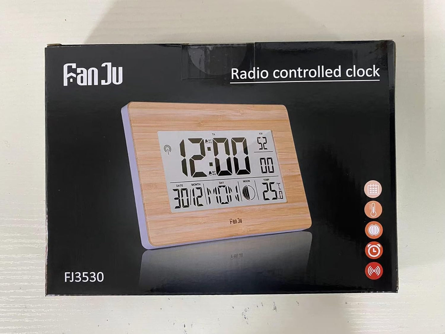FJ3530 Sveglia Digital a Grande Orologio Da Tavolo Con Display Extra Large | Temperatura Interna | Fase Lunare | Funzione Snooze | Calendario Sveglia per Casa.
