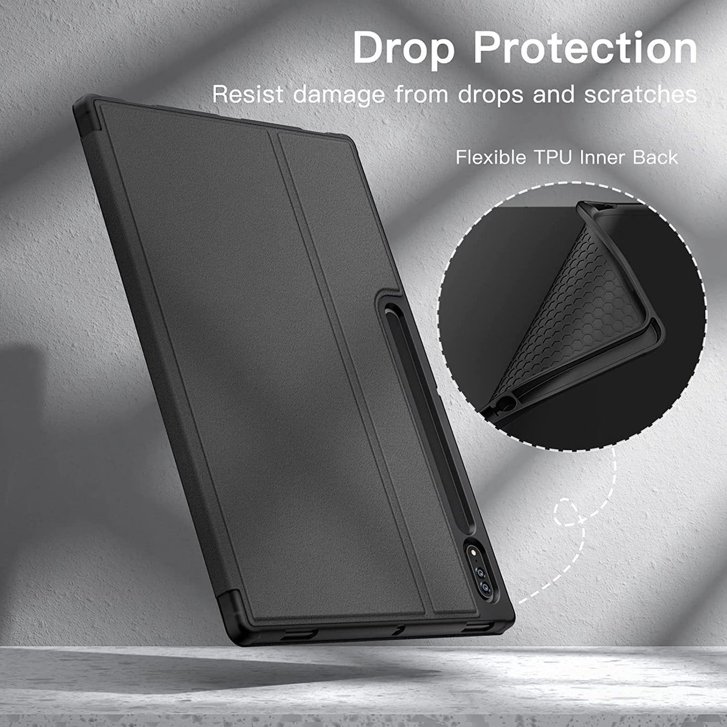 Custodia per Samsung Galaxy Tab S8 Ultra 14,6 Pollici 2022 Con S Pen Holder, Sottile Folio Stand Protettiva Tablet Cover, Multi-Angolo Visualizzazione (Nero)