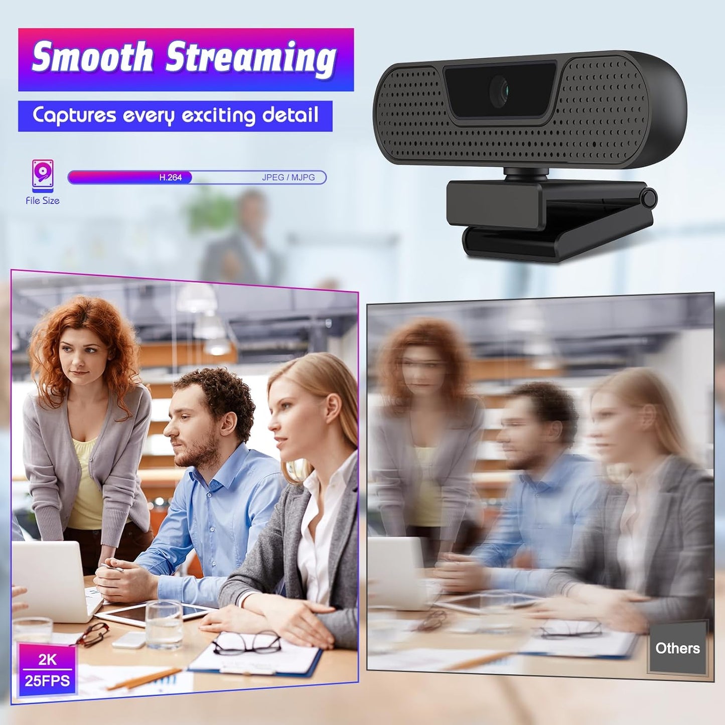 W8GS Webcam 4K, UHD Webcam Pc Con Microfono Treppiede, Autofocus, Protezione Dei Dati, Plug & Play, Campo Visivo 85°, Webcam PC per Mac Desktop Laptop Skype Zoom Streaming