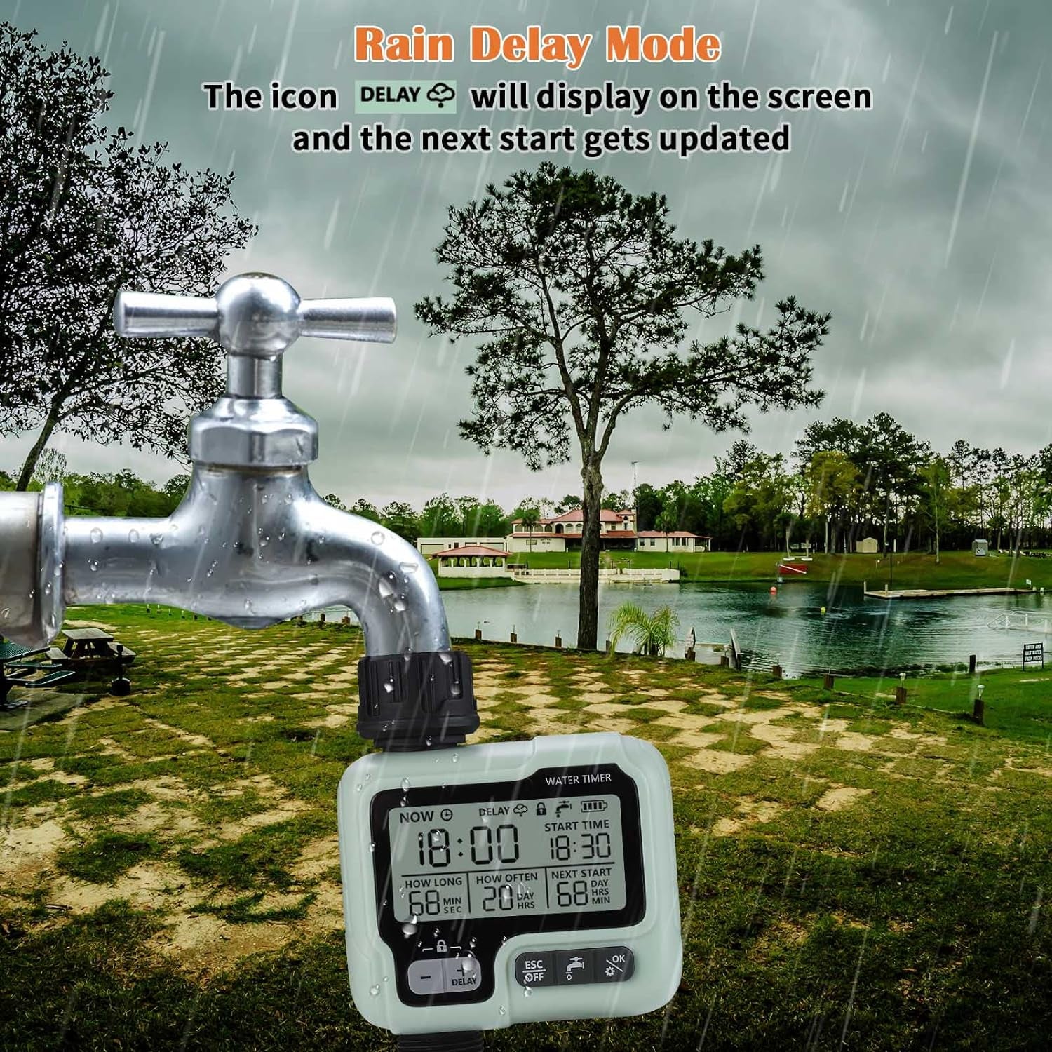 Irrigatore Giardino Timer per Irrigazione Giardino Computer Irrigazione IPX5 Timer Automatico Dell'Acqua Facile Controlla