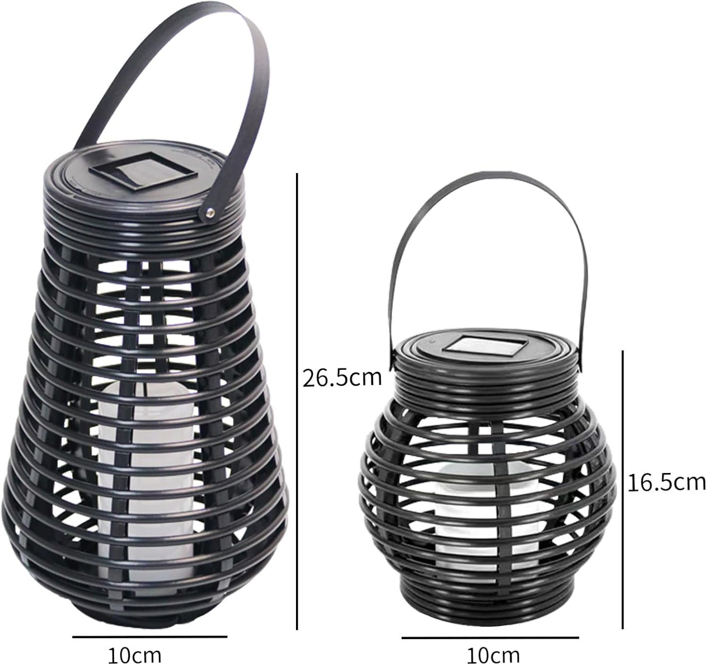 Lampade Solari per Giardini Esterni, Lanterne Solari Impermeabili, Luci Da Giardino Esterne in Rattan, Bianco Caldo, Set Di 2 per Cortile, Stanza, Decorazione Di Festival Di Feste