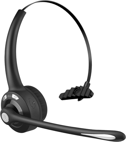 Cuffie Bluetooth Senza Fili Con Microfono, Cuffie On-Ear Wireless Con Cancellazione Intelligente Del Rumore, per Camionista, Pc, Ufficio, Skype, Call Center