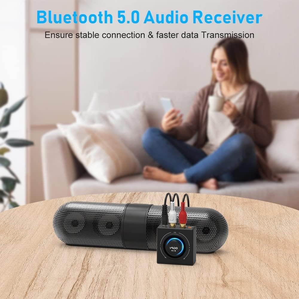 Ricevitore Bluetooth 5.3 Hifi Audio per Impianto Stereo, 3.5Mm RCA Jack, Portata Wireless Di 100 Piedi, Adattatore Aux per Tablet/Smartphone/Pc/Laptop/Cuffie