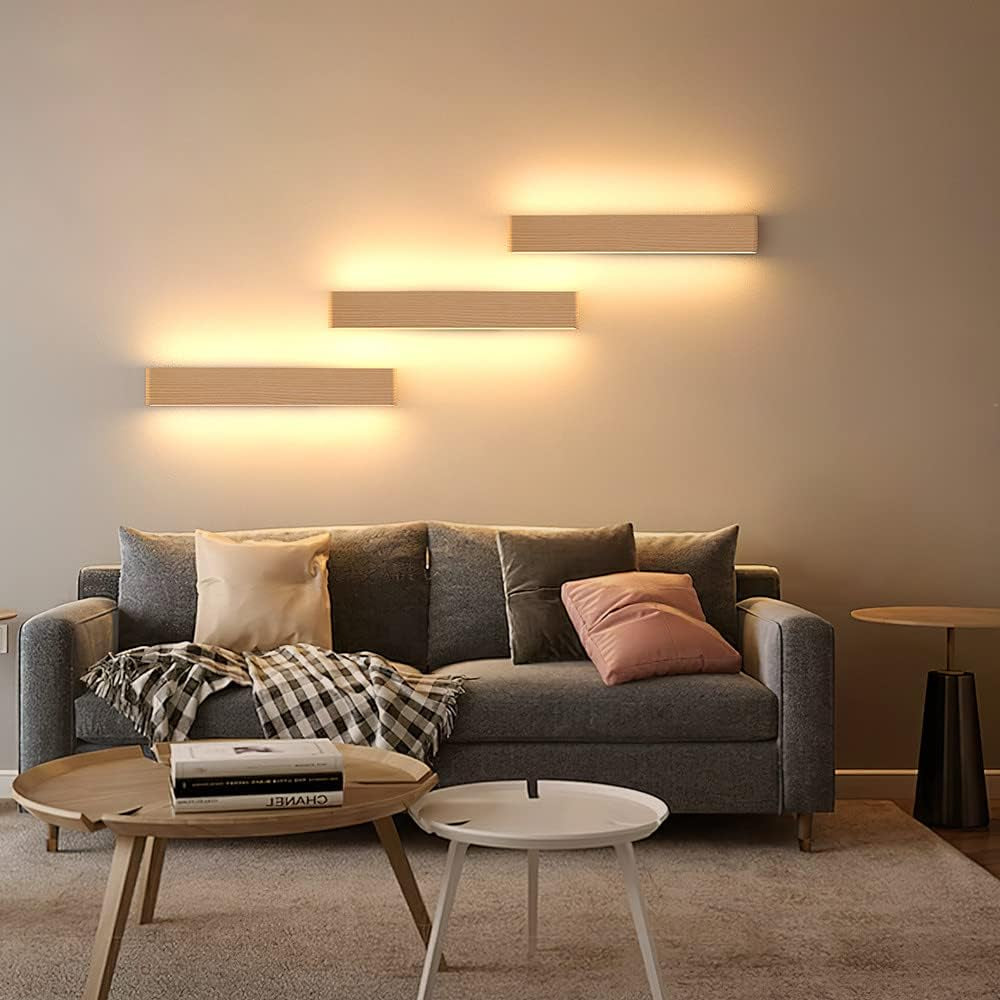 Lampada Da Parete LED Interni Legno Applique Da Parete Su E Giù Lampada a Muro per Soggiorno Camera Da Letto Corridoio Scala Bianco Caldo (52Cm)