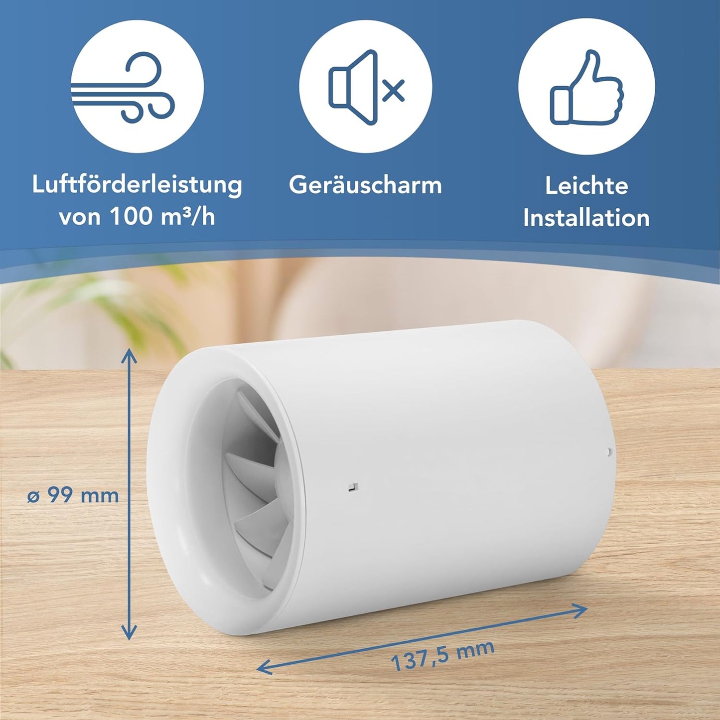 Ventilatore a Tubo Albatros 100Mm Silencio Tubo - Extra Silenzioso E Potente - Innovativo Ventilatore a Tubo per Bagni, Cucine E Soggiorni - Crea Un Piacevole Clima Di Benessere