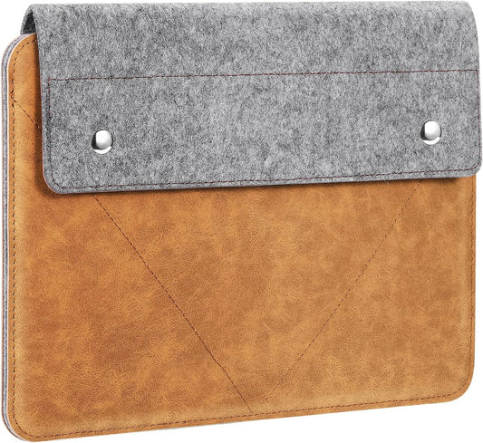 Custodia per Ipad Air 5/4 10.9, Galaxy Tab S8 11", Ipad 9A Gen 10.2", Surface Go 2 10.5" 2020, Ipad PRO 11 2021, Ipad PRO 10.5/9.7, Case in Feltro E Pelle PU, Durevole, Grigio & Marrone