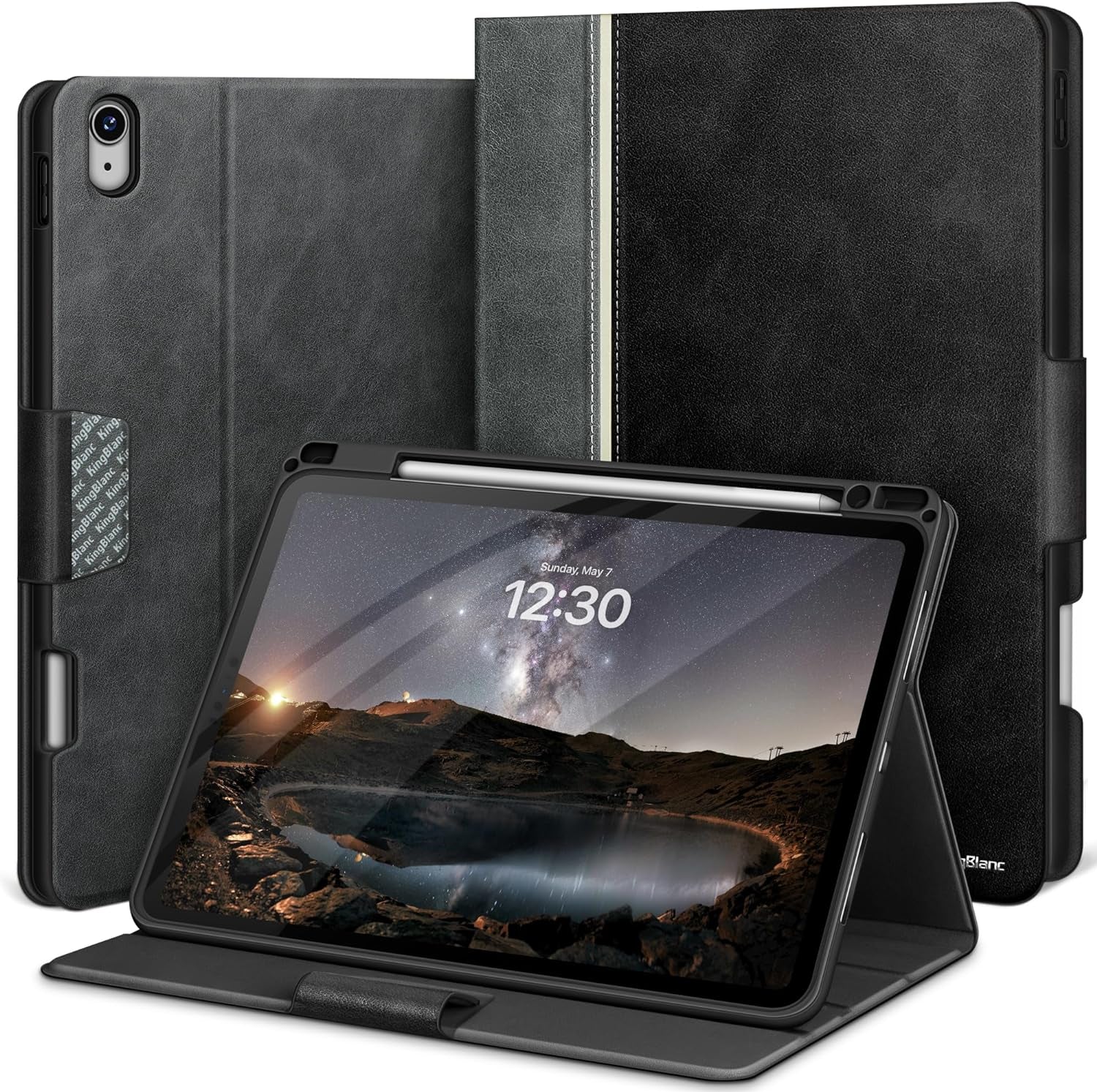 Custodia per Ipad Air 13" (2024, M2) Con Portamatite in Pelle Vegana Smart Stand Folio, Auto Wake/Sleep, Multi-Angolo per Visualizzare/Disegnare, Custodia Protettiva Con Chiusura Magnetica,