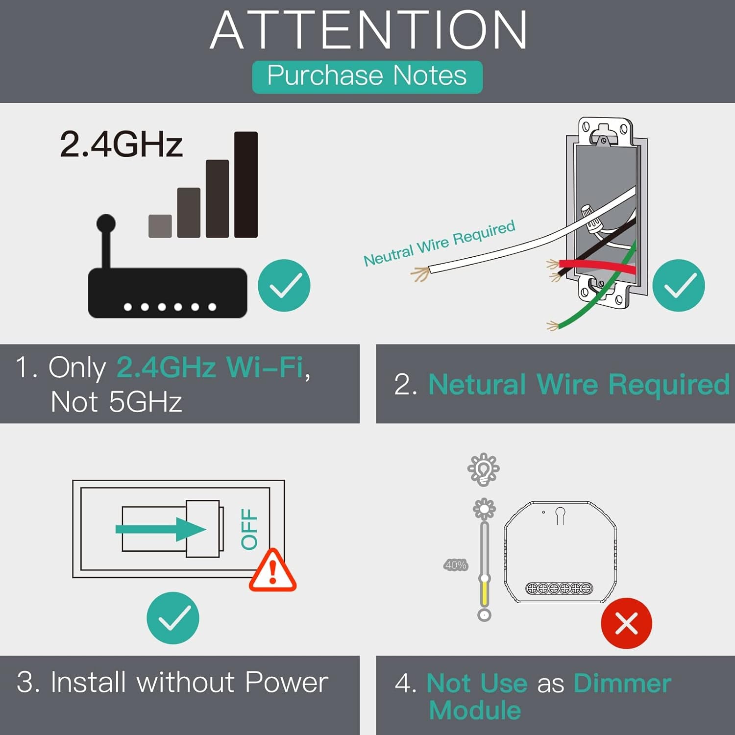 Smart Wifi Switch Interruttore Wireless Modulo Rele Telecomando Alexa E RF433 per Interruttori 2 Gang E 1/2 Vie, Compatibile Con L'App Smart Life Tuya Alexa Google Home