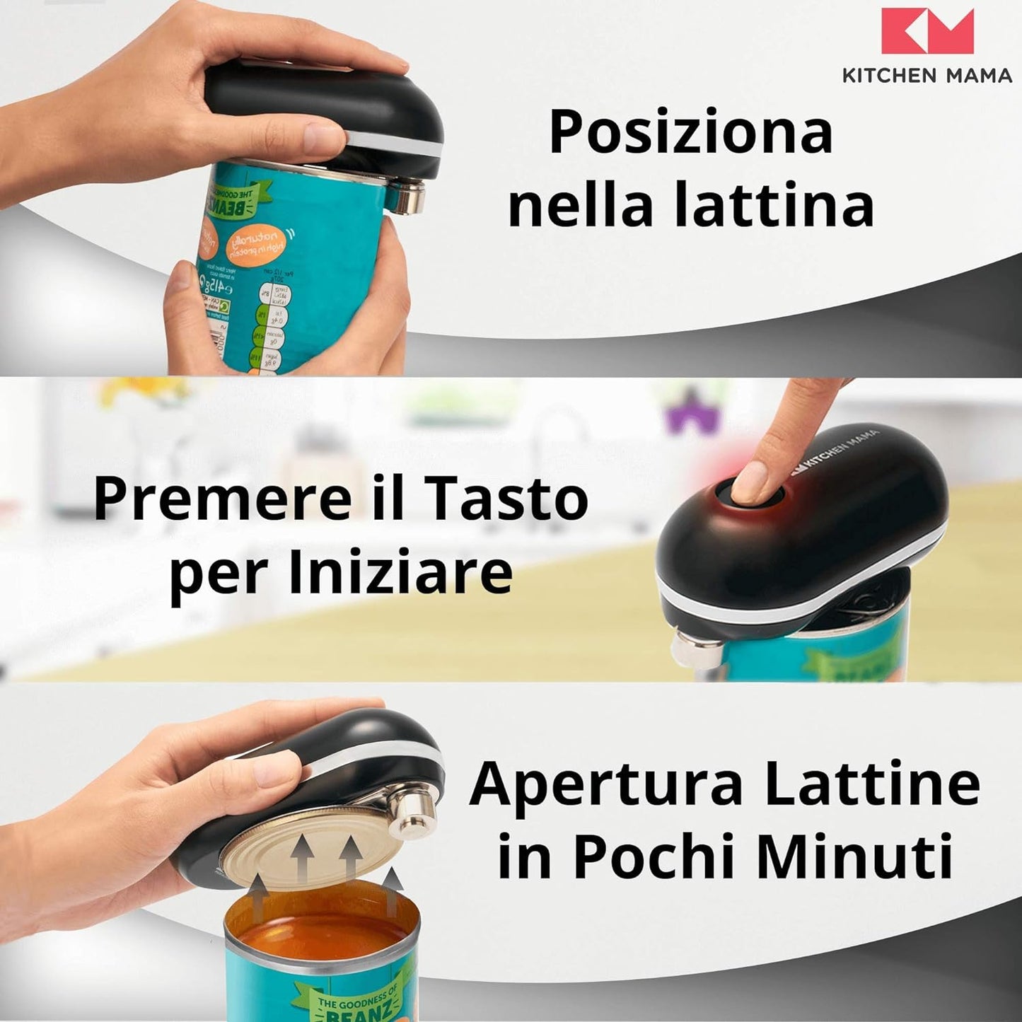 Mini Apriscatole Elettrico - Piccolo Tascabile Apri Lattine Con Inzio E Stop Easy -Touch, Bordi Sicuri E Lisci, Adatto Viaggio Design Semplice Presa Easy-Grip - Bianco