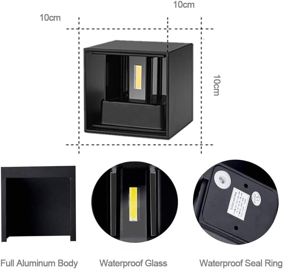 Luci per Esterno a Parete Angolo Del Fascio Regolabile Confezione Da 2,Lampade Esterno Parete(Wall Light) 3000K Temperatura Di Colore Calda,Impermeabile IP65 per Cancello,Ingresso,Porta,Terrazzino