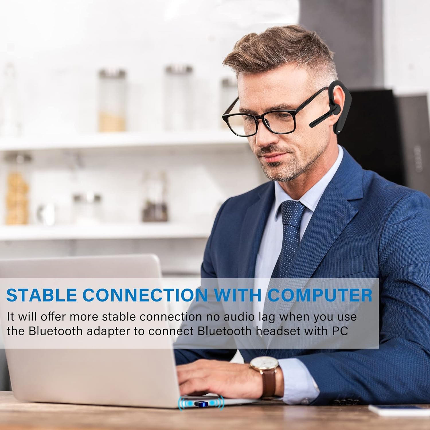 Cuffie Bluetooth Con Microfono Senza Fili Con Dongle USB-A, Con CVC 8.0 Dual Mic 45Hrs HD Vivavoce, per Affari, Ufficio/Guida, Compatibile Con Iphone E Android