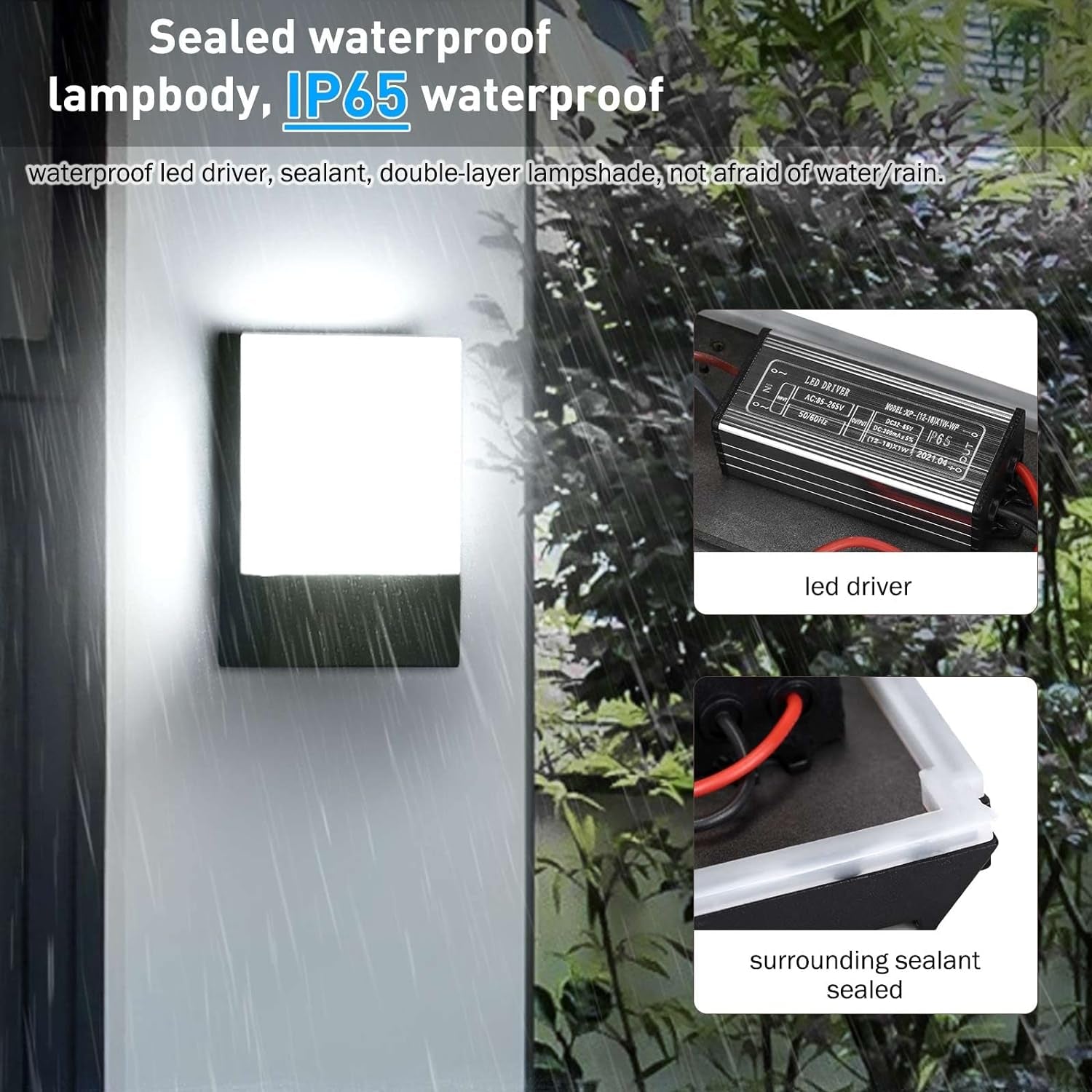 Applique Da Parete Esterno 18W Lampada Da Parete Led Esterna Impermeabile IP65 Luce a Muro in Alluminio Esterni Luci Da Parete per Balcone Giardino Veranda Garage Patio 6000K - Bianco Freddo
