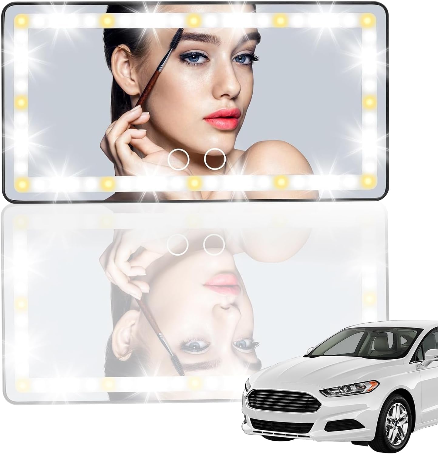 Specchio per Auto Con Luci a LED, Visiera Parasole Specchio per Il Trucco Con Sensore Di Tocco Oscurante, Specchio Cosmetico Portatile Da Viaggio per Auto Accessori Interni Auto Incorporata Batteria