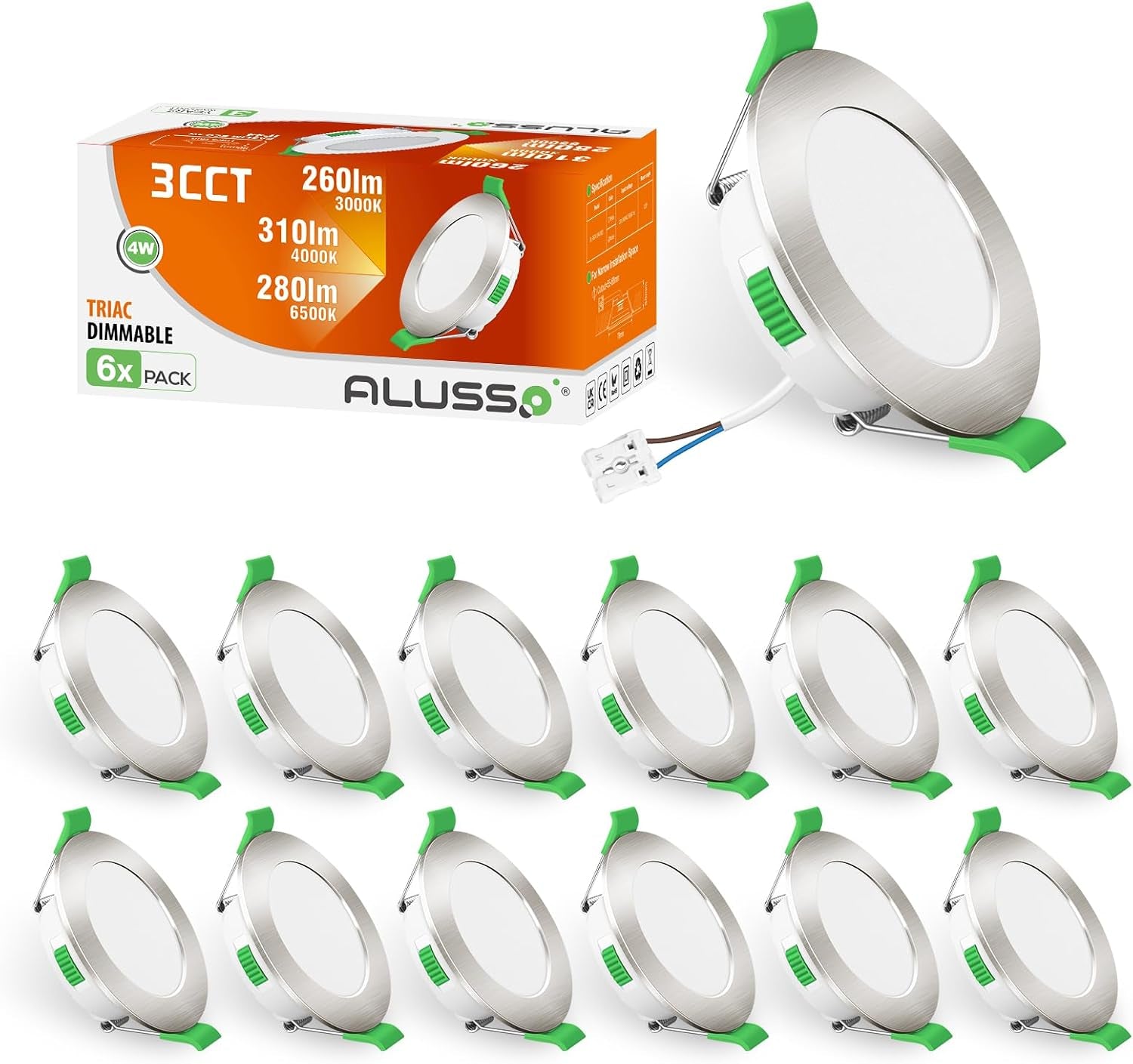 12 Faretti LED Da Incasso, 4W 310 Lumen Dimmerabile Luci Ultrasottili Da Soffitto E per L’Illuminazione Da Interno, Lampada Bianco Caldo 3000K Bianco Neutro 4000K Bianco Freddo 6500K Da Incasso