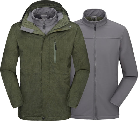 Giacca Da Sci Da Uomo 3 in 1, Impermeabile, per Neve, Pioggia, Invernale, Con Interno in Softshell Termico