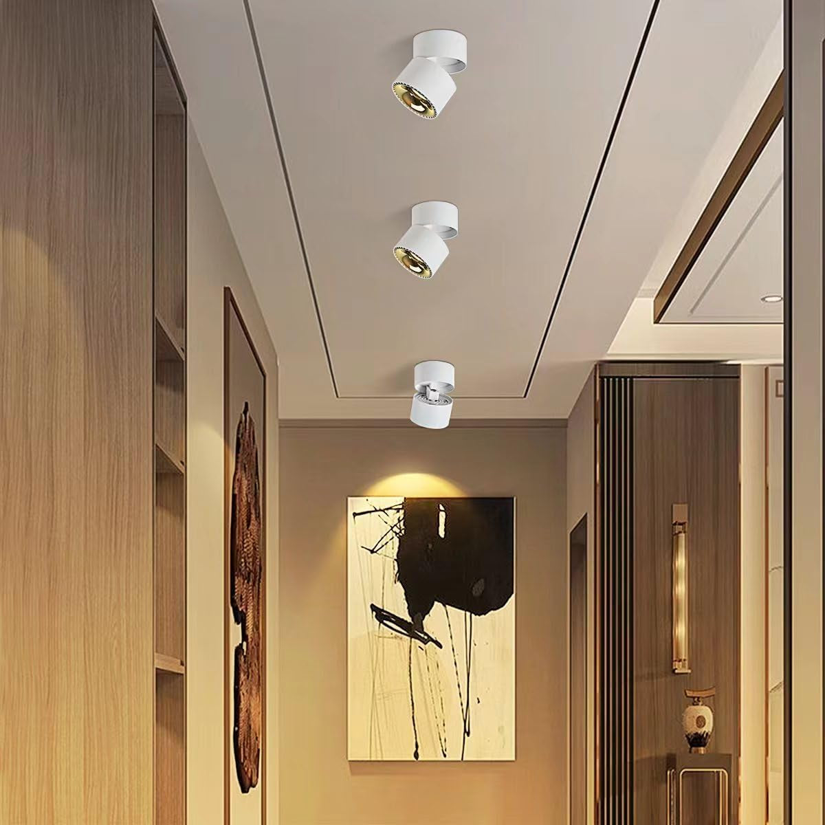 12W Lampadario Da Soffitto Regolabile Faretti LED Da Soffitto Interni Plafoniera LED Soffitto Bianco Faretti Tondo Moderno per Soggiorno, Cucina, Corridoio E Spazi Commerciali 3000K