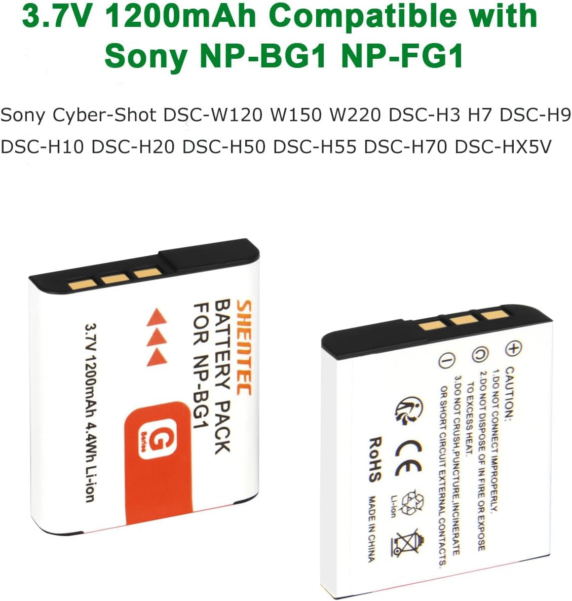 Batteria Agli Ioni Di Litio NP-BG1 Da 3.7V 1200Mah E Caricatore USB LCD per Sony Cyber-Shot DSC-W120 W150 W220 DSC-H3 H7 DSC-H9 DSC-H10 DSC-H20 DSC-H50 DSC-H55 DSC-H70 DSC-HX5V