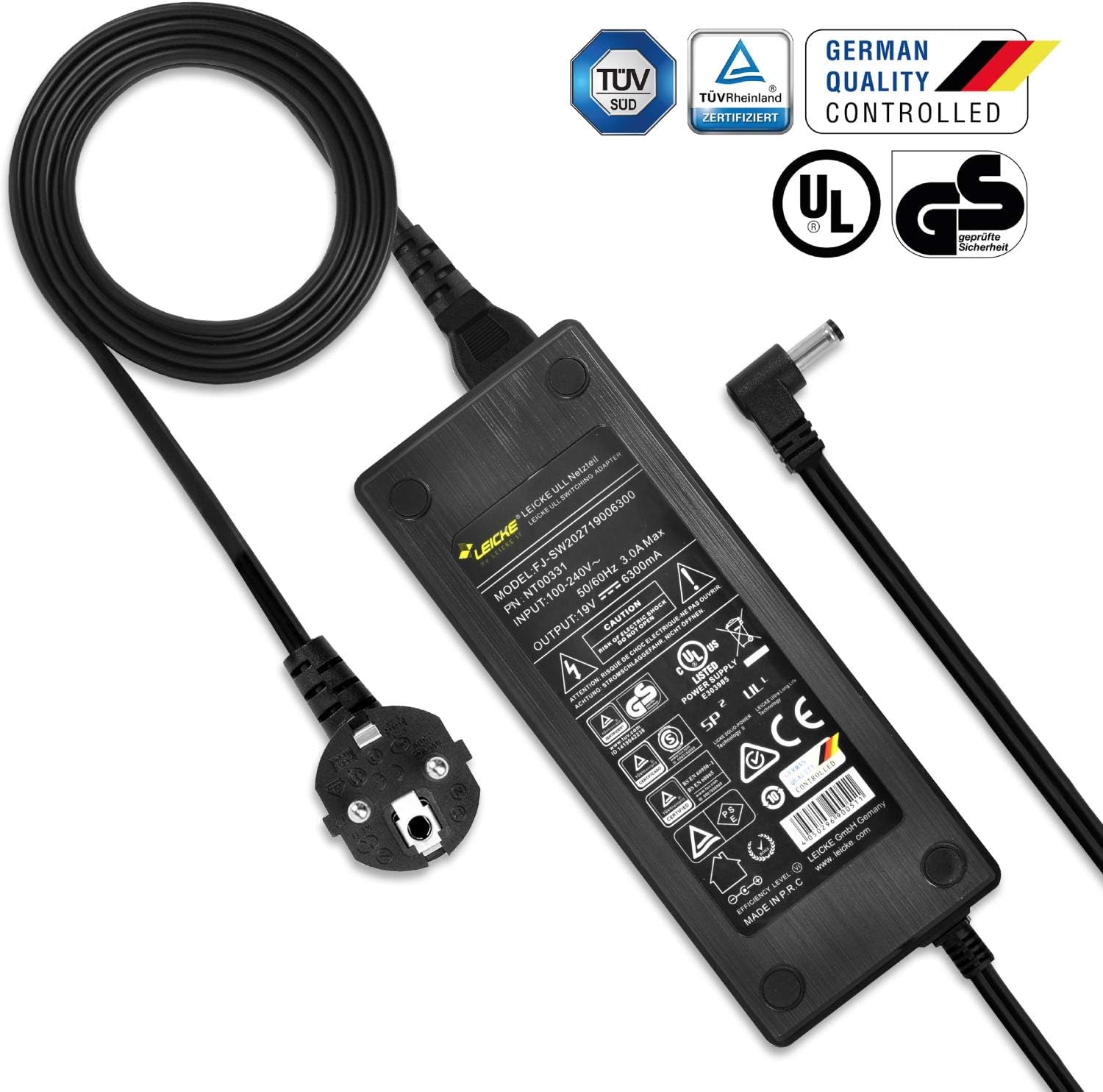 ULL Alimentatore 19V 6,32A/6,3A 120W|Certificato Tüv|Compatibile Con Silverstone Sst-Vt02B-Vital Mini-Stx,Asrock-Q1900Dc-Itx E Con Vari Computer Portatili Medion ASUS ACER Toshiba Fujitsu-Siemens Computer Portatili