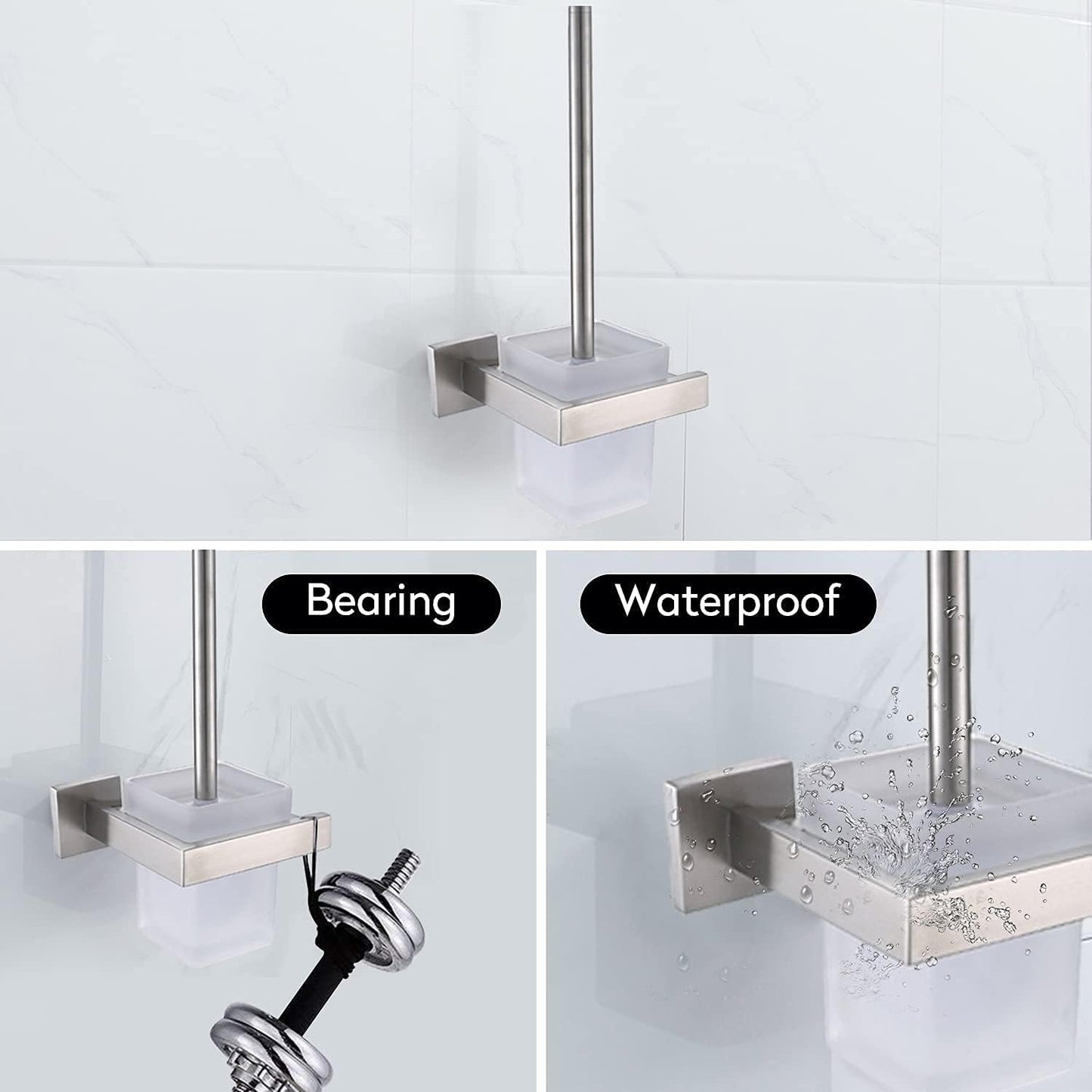 Porta Scopino Angolare Da Parete Porta Scopino Da Parete Set Da Bagno in Acciaio Inox Satinato Accessori per Il Bagno