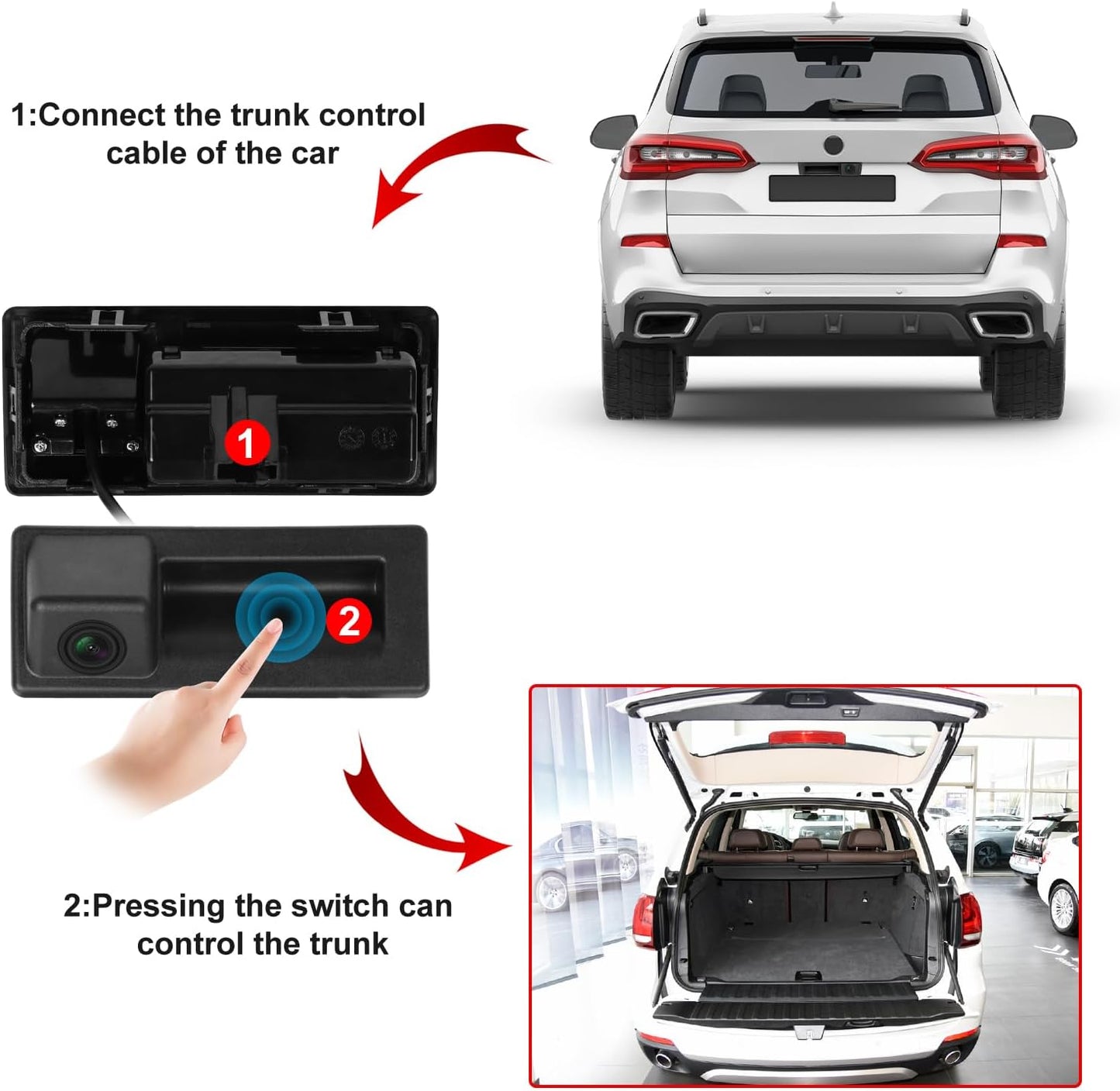 170 Gradi Telecamera Retromarcia per Vw/Audi/Skoda, AHD&CVBS IP67 Impermeabile Visione Notturna Auto Tronco Maniglia Telecamera Posteriore per Tiguan Touran PASSAT per Audi A3 A4L