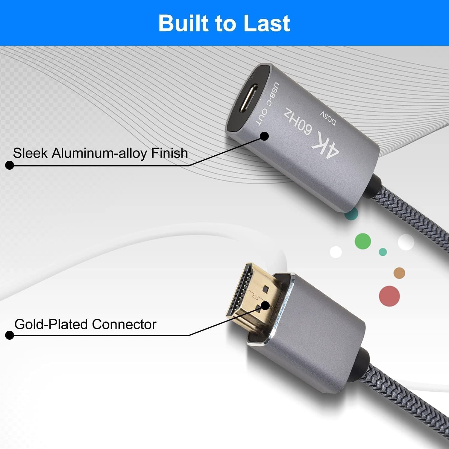 Adattatore Cavo USB-C Femmina a HDMI Maschio,Convertitore Ingresso USB Tipo C 3.1 a Uscita Hdmi,Adattatore 4K 60Hz USBC Thunderbolt 3 per Monitor,Macbook Pro,Mac Air,Chromebook Pixel
