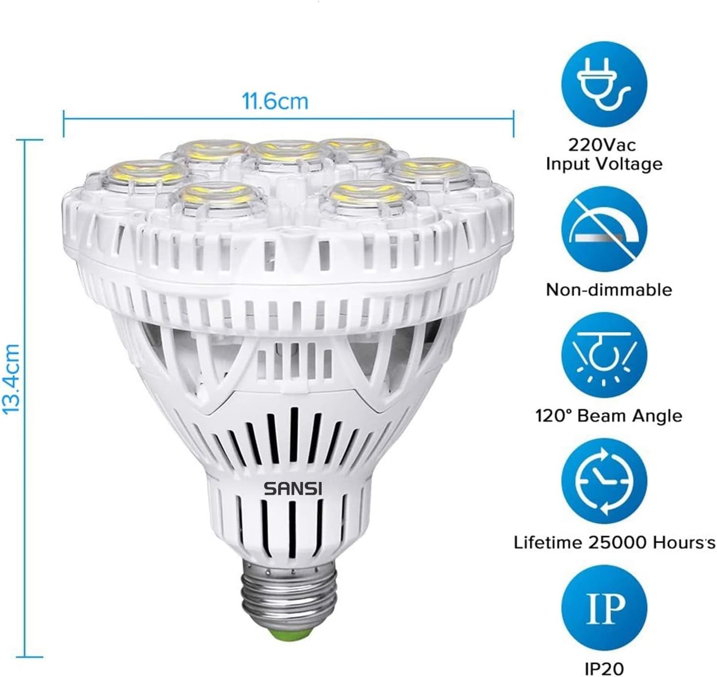 40W Lampadina a LED E27, 350W Equivalente, Lampadina LED 5000K Luce Bianca Fredda, 5500Lm, Non Dimmerabile, Con Adattatore Da E27 a E40