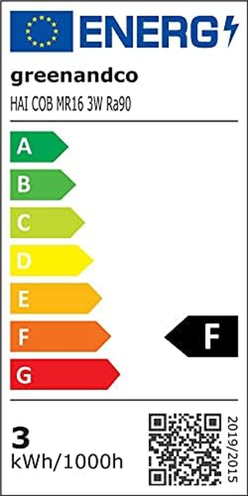 10X Faretto a LED IRC 90+ MR16 GU5.3, 3W 270Lm 2700K (Bianco Caldo) COB LED 38° 12V AC/DC, Non Dimmerabile