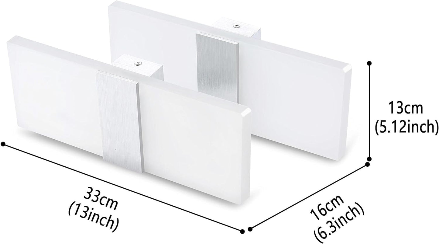 2 Pezzi Applique Da Parete Interno, LED Moderno Lampada Da Parete, 12W 3000K up down Illuminazione Da Parete per Camera Da Letto Corridoio Soggiorno Scala (Bianco Caldo-2Pcs)