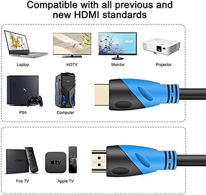 Cavo HDMI 4K/60HZ 10M (HDMI 2.0, 18 Gbps) Connettori Placcati Oro Ad Alta Velocità, Ethernet Audio Return, Compatibile 3D Con Laptop PS3 PS5 PC HDTV Proiettore