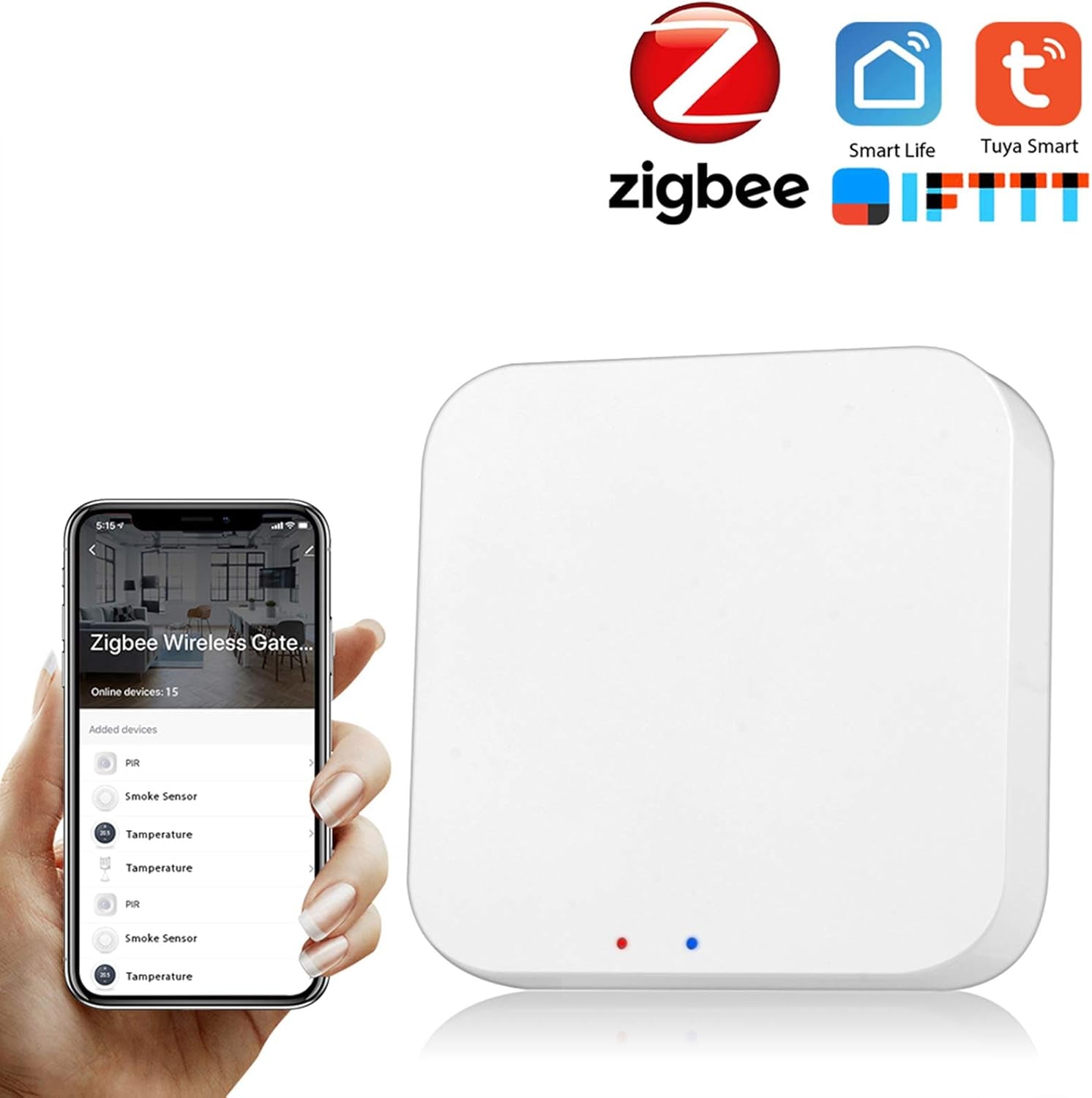 Smart Gateway, Tuya Zigbee Smart Gateway Hub, Smart Home Bridge Tuya, Home Automation Scene, Smart Life App Telecomando Wireless, per Tutti I Prodotti Intelligenti Tuya Zigbee 3.0