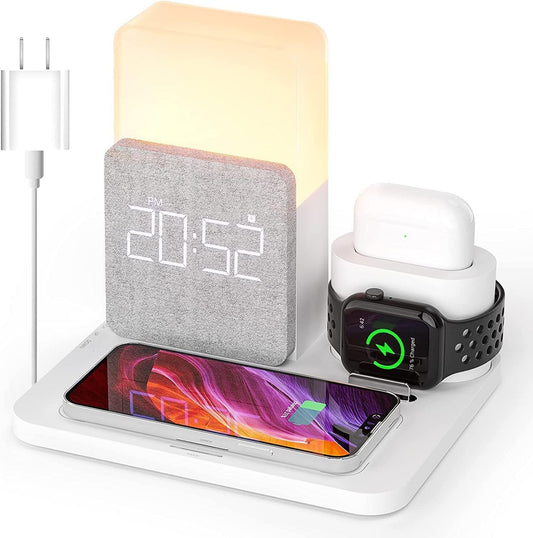 Caricabatterie Wireless,  Stazione Di Ricarica Wireless 3 in 1 Con Adattatore QC3.0 per Iwatch SE 7 6 5 4 3 2, Airpods Pro 2, Supporto Di Ricarica a Digiuno Da 15W per Lphone 14 Pro Max/13/12/X